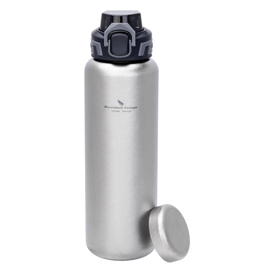 Boundless Voyage 1200ml Titanium Water Bottle with Dual Lids – Wide Mouth Leakproof Outdoor Bottle for Camping, Hiking, Gym & Travel