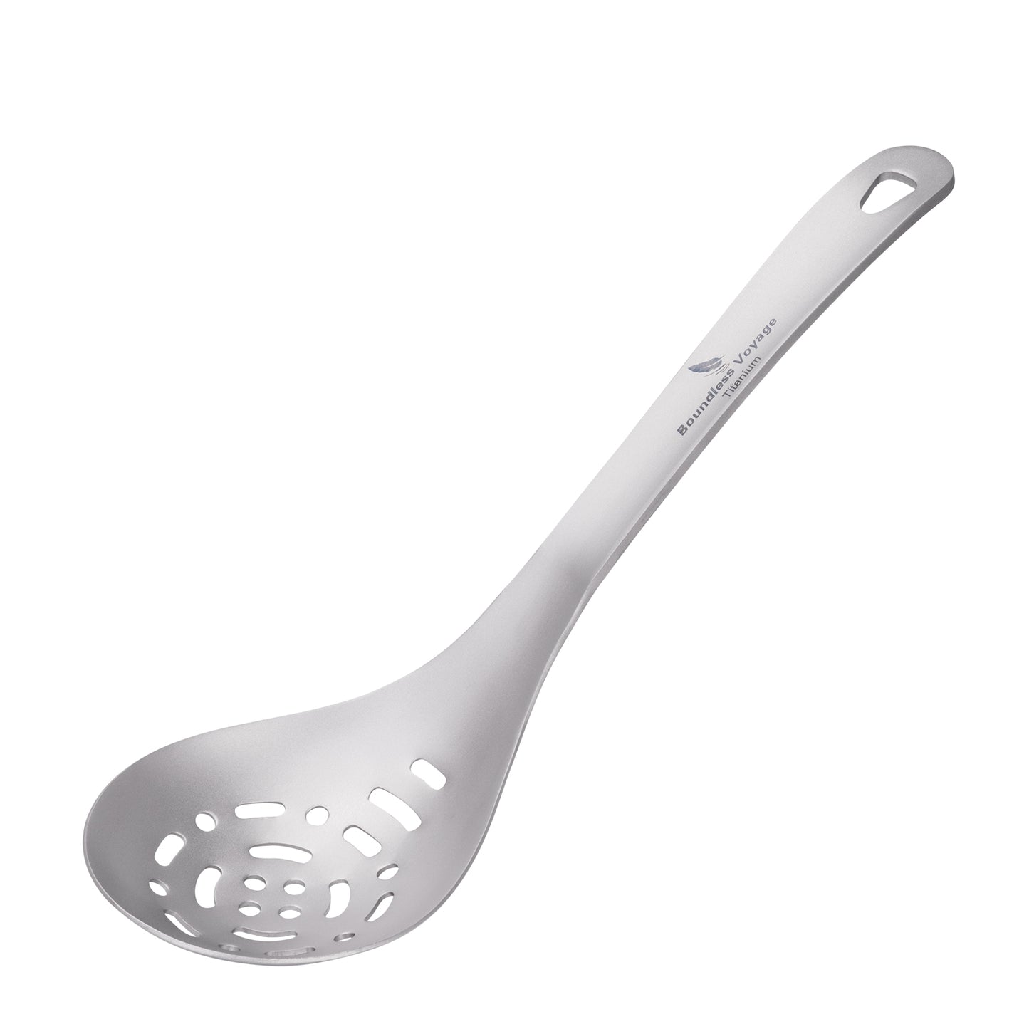 Boundless Voyage Ultralight Titanium Soup Skimmer & Colander – Long Handle Portable Cooking Tool for Frying & Kitchen Use