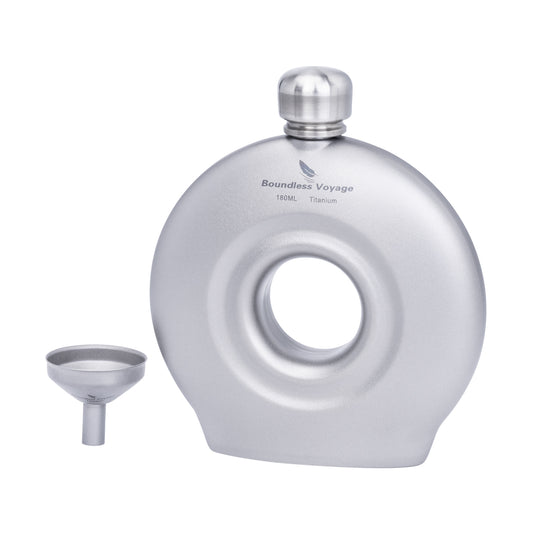 Boundless Voyage Titanium Hip Flask with Funnel – Eco-Friendly, Lightweight & Durable | 180ml Whiskey Flask for Camping, Travel & Home Use