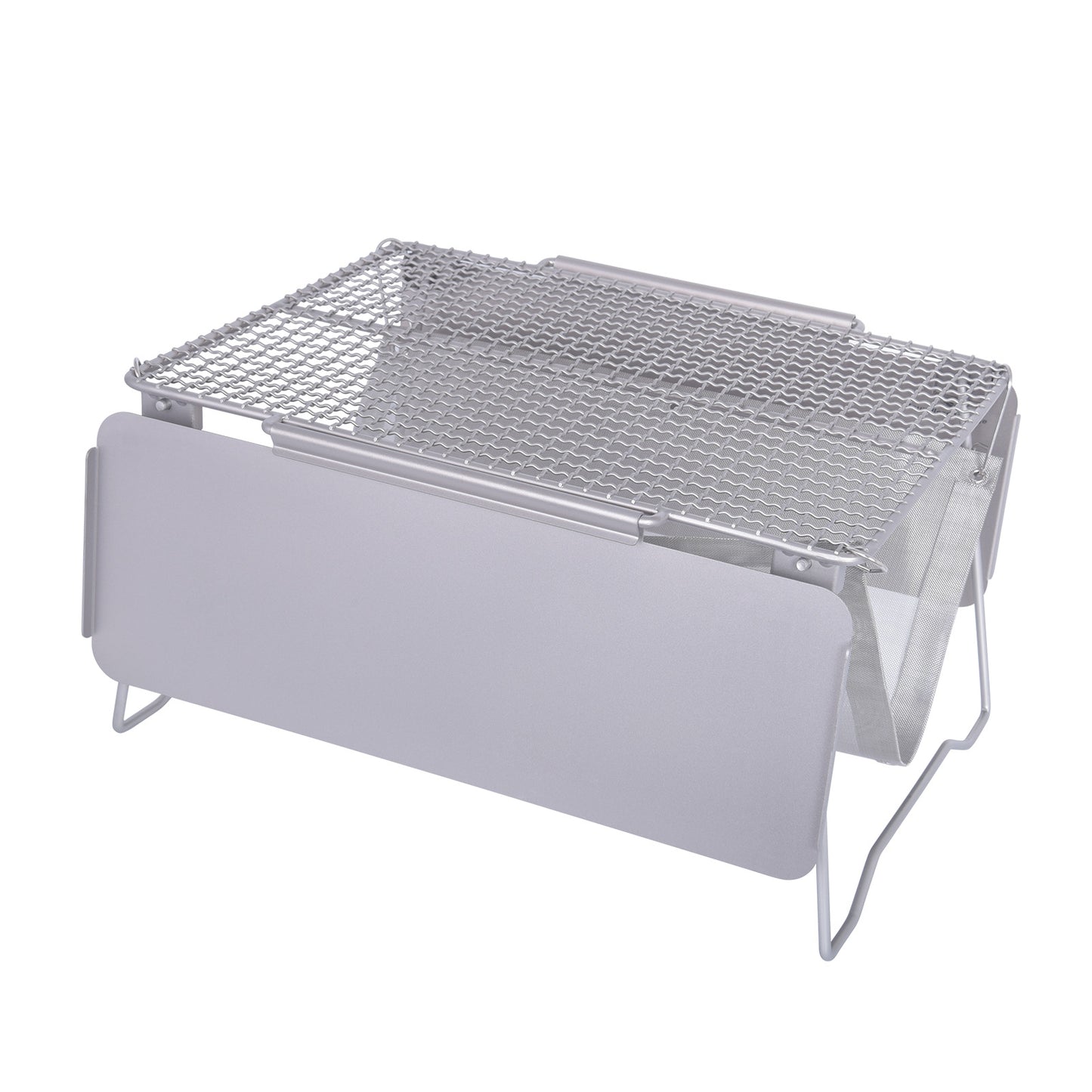 Boundless Voyage TA1 Titanium 2-in-1 Folding Campfire Grill – Portable Outdoor BBQ Table with Frying Plate & Collapsible Legs for Camping, Picnic & Backpacking