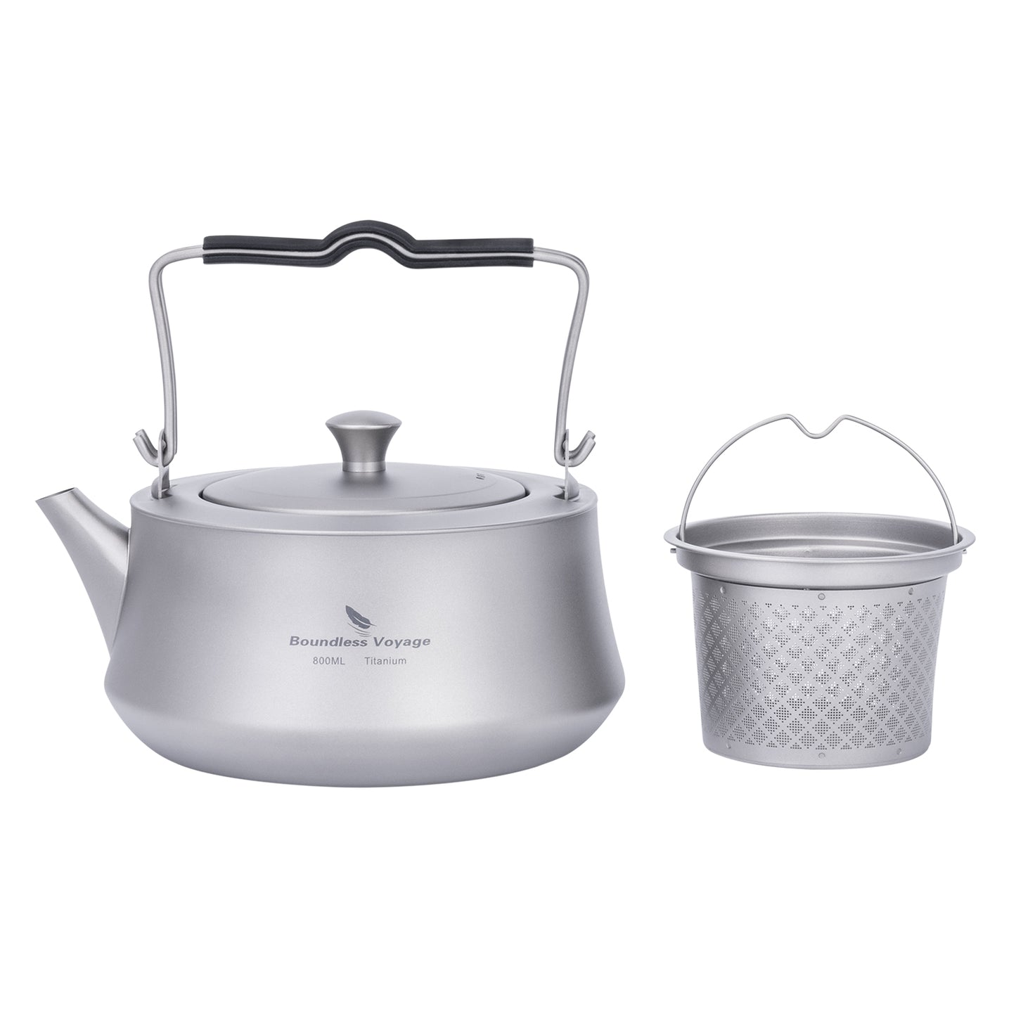 Boundless Voyage 800ML Titanium Kettle with Filter & Folding Handle Ultralight Teapot Outdoor Camping Water Jug for Loose Tea