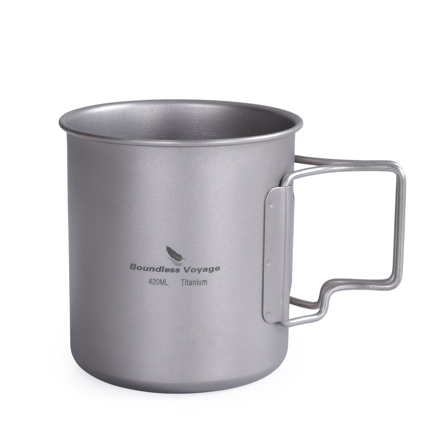 Boundless Voyage Outdoor Titanium Cup 420ml Camping Mug Foldable Handle Outdoor Hiking Ultralight Portable Water Coffee Tea Cup