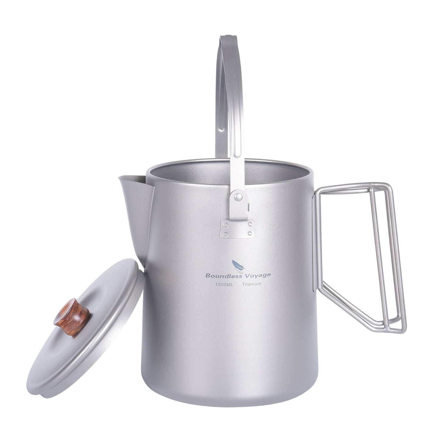 Boundless Voyage Outdoor Titanium Coffee Pot 1500ML Water Kettle for Outdoors Camping Home fit Fire Induction Cooker