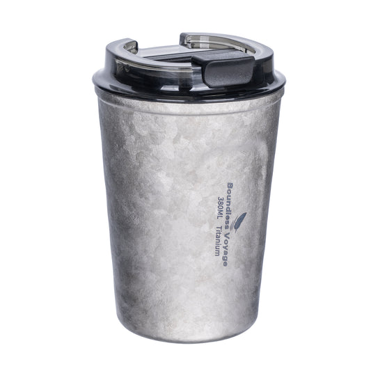 Boundless Voyage 380ml Titanium Thermos Bottle with Lid | Double-Walled Insulated Coffee Mug | Christmas & Thanksgiving Gift for Outdoor & Office Use