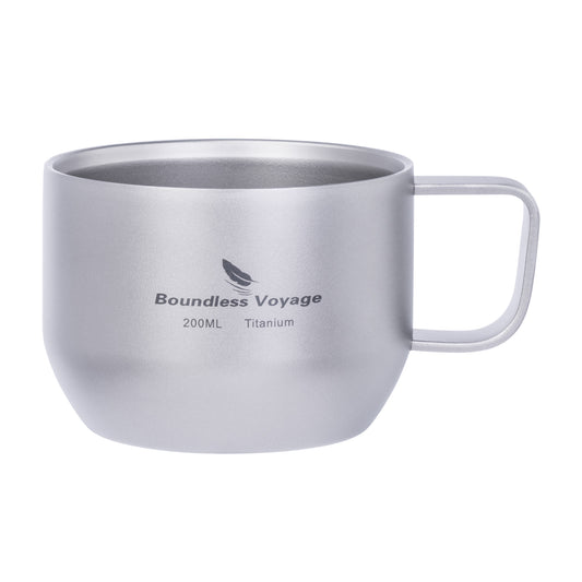 Boundless Voyage  200ml Titanium Double Wall Mug Metal Coffee Tea Cup Mini Espresso Cup Outdoor Camping Travel Ultralight Durable Portable Drinkware