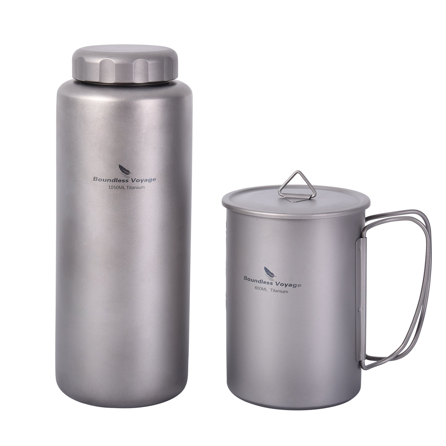 Boundless Voyage Titanium Bottle with Nesting Cup Lightweight Portable for Hiking Camping Water bottle Titanium mug
