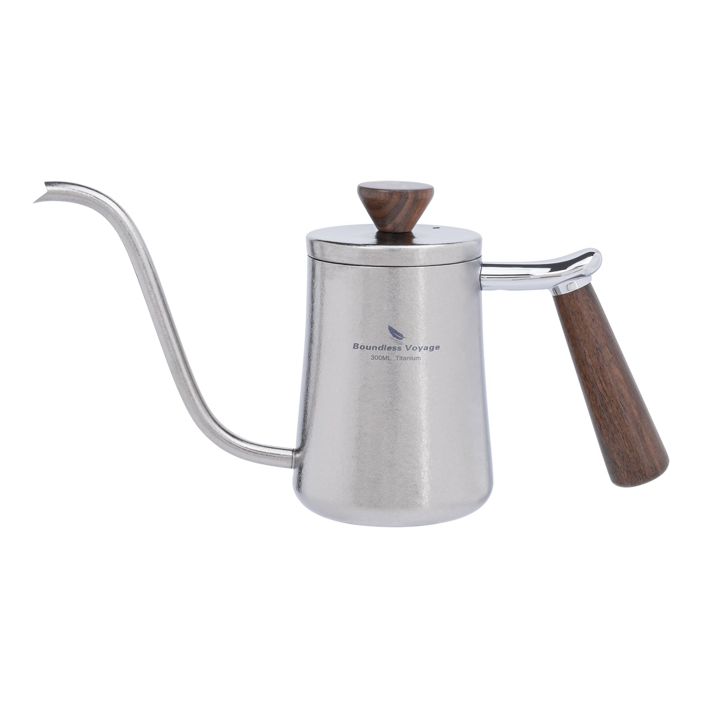 Boundless Voyage 300ml Titanium Pour Over Coffee Kettle with Beech Wood Handle – For Home, Office & Camping