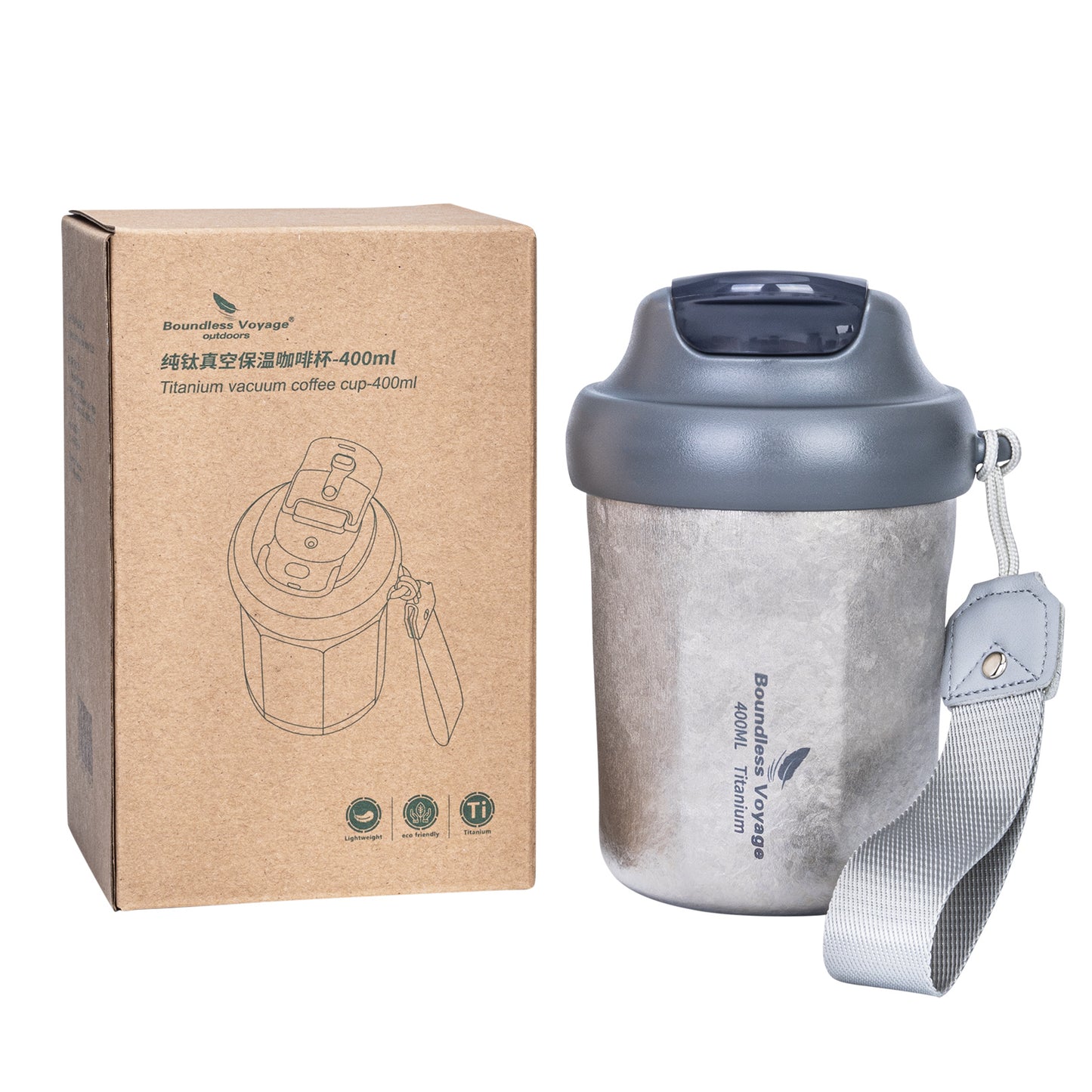 Boundless Voyage Titanium Vacuum Insulated Travel Mug – Spill-Proof Thermos Cup with Lid for Hot & Cold Coffee, Tea, Beer