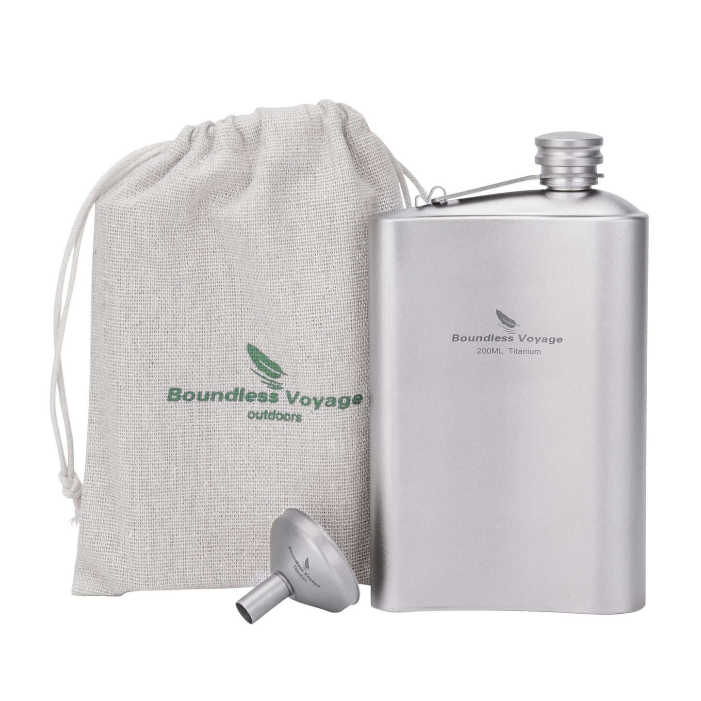Boundless Voyage 200ml Titanium Flask – Ultralight & Durable Liquor Bottle for Whiskey, Vodka, Wine – Odorless Camping & Hiking Gear