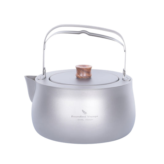 Boundless Voyage Titanium Kettle 800ml – Folding Handle Teapot & Coffee Pot for Outdoor Camping, Hiking & Travel
