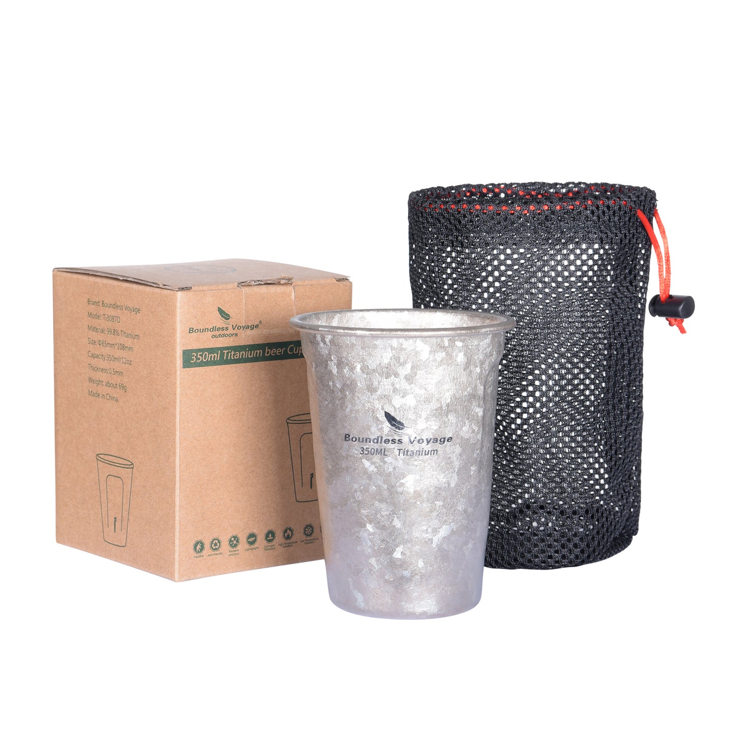 Boundless Voyage Titanium ultra lightweight for outdoor camping Travel portable coffee beer tea Cup 350ml water mug 12oz