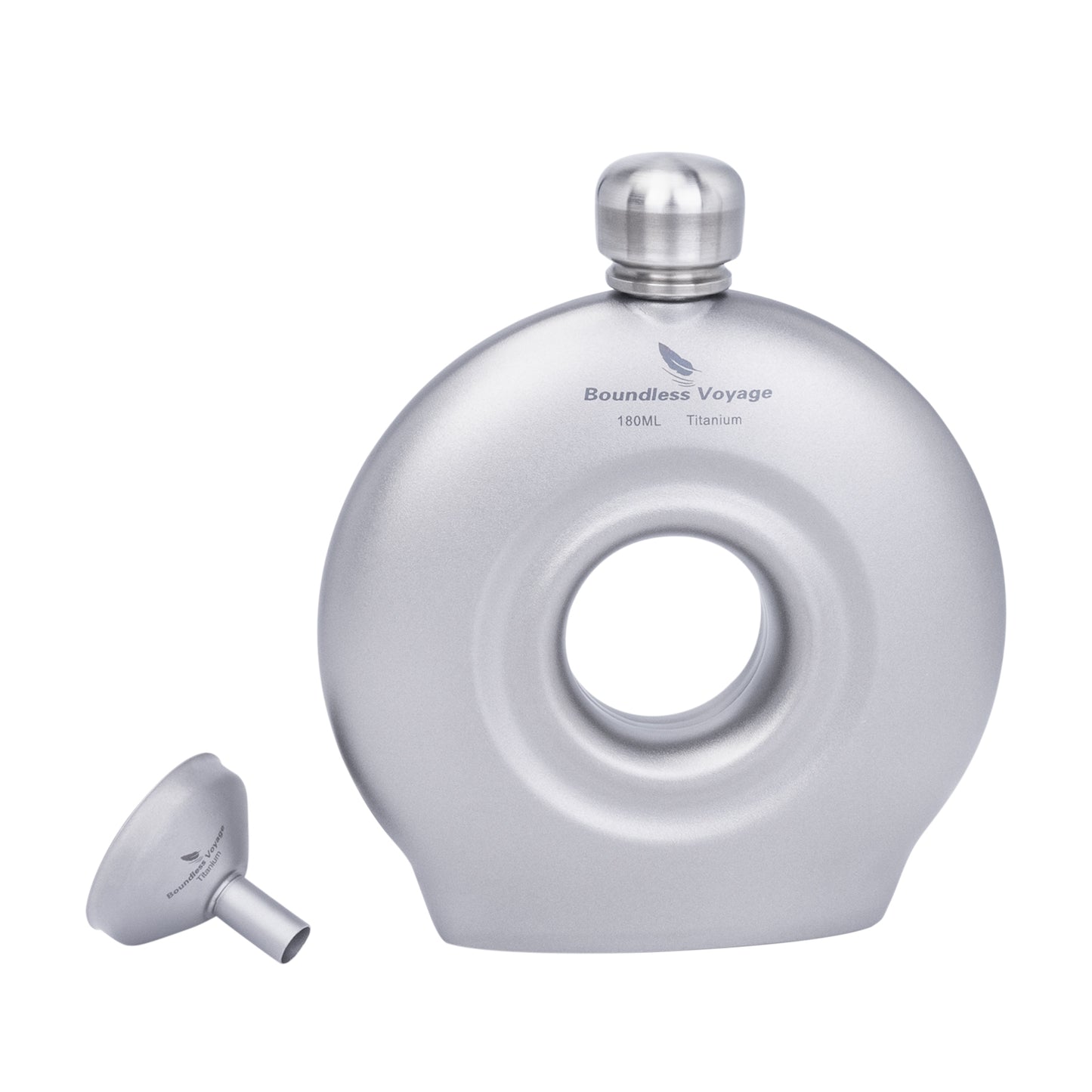 Boundless Voyage Titanium Hip Flask with Funnel – Eco-Friendly, Lightweight & Durable | 180ml Whiskey Flask for Camping, Travel & Home Use
