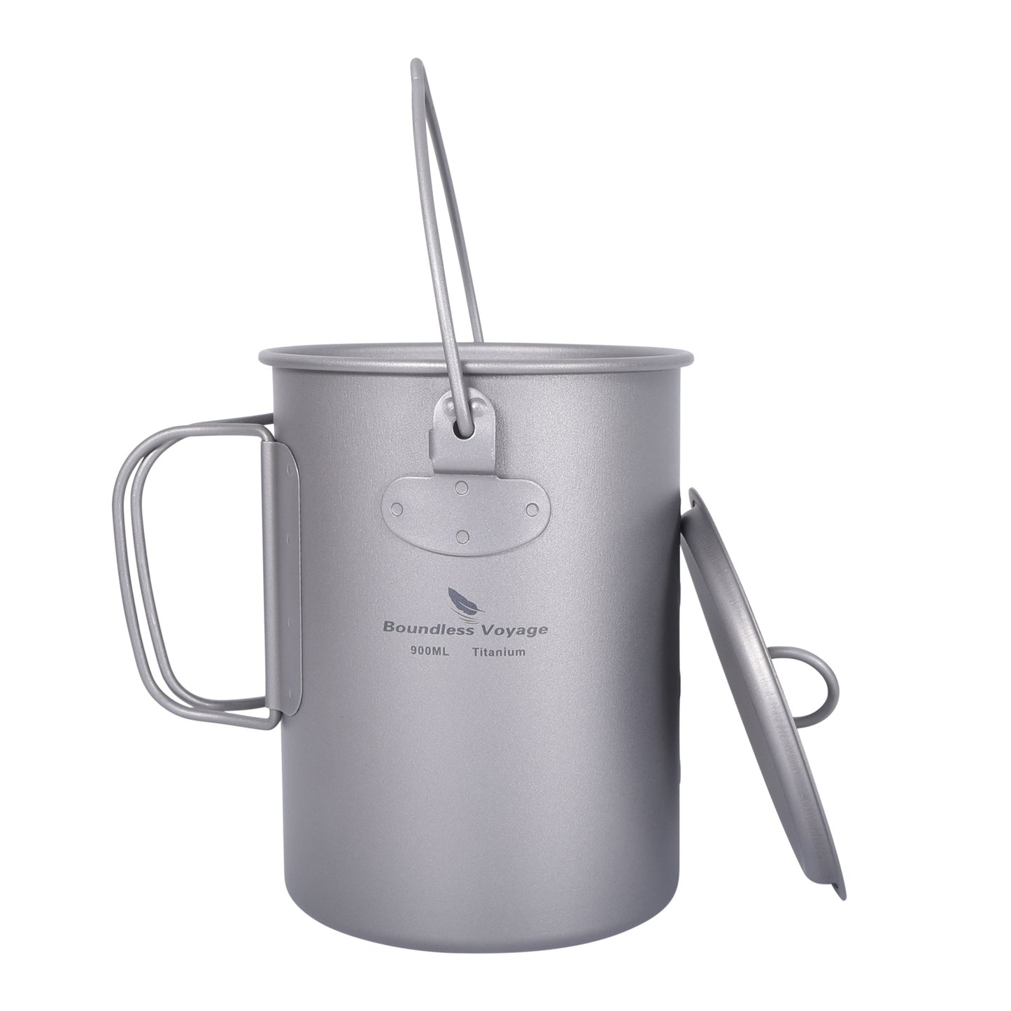 Boundless Voyage Titanium 900ml Camping Mug Pot – Ultralight Hanging Cup with Folding Handle for Hiking, Cooking & Outdoor Use