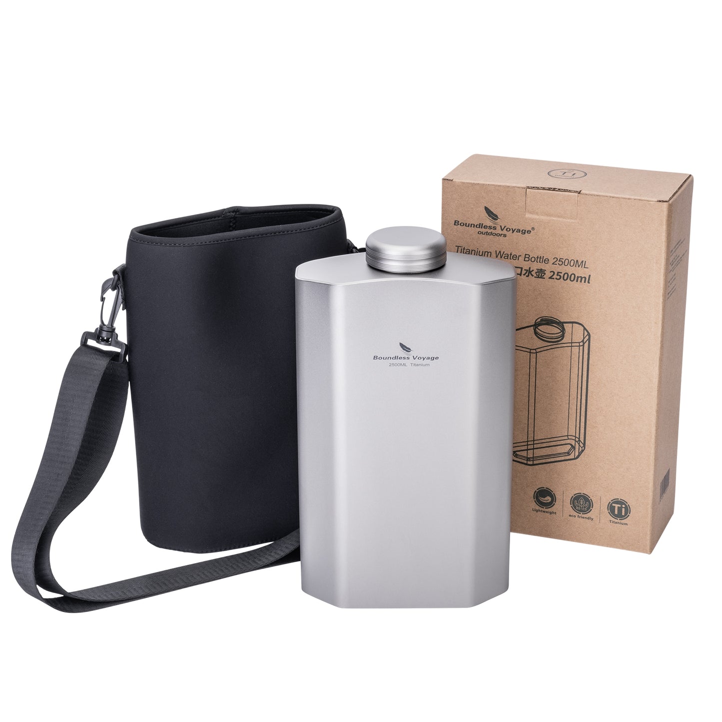 Boundless Voyage 2500ML Titanium Water Bottle – Ultralight & Leakproof Large-Capacity Drinkware for Outdoor Camping & Hiking