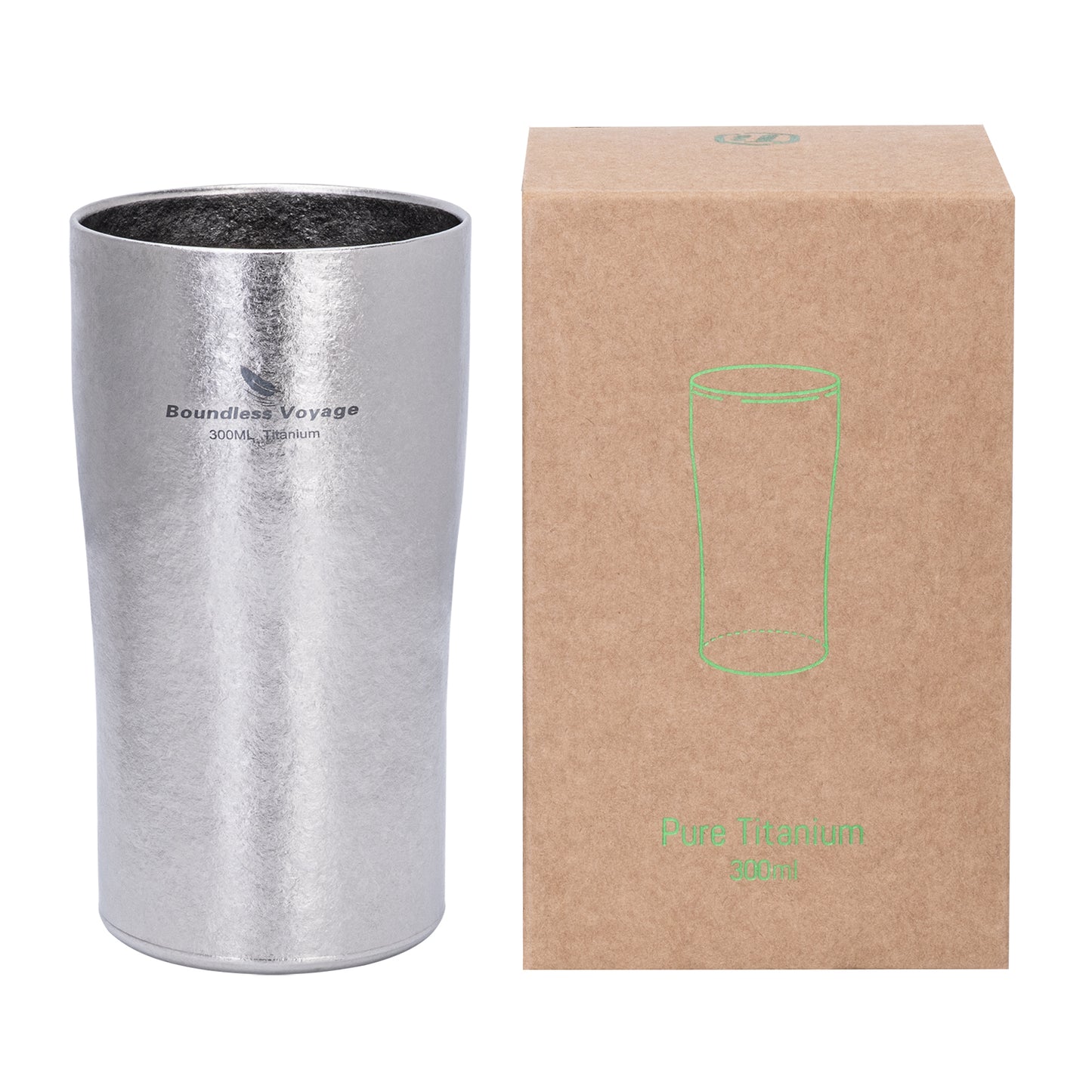 Boundless Voyage Titanium Double-Walled Cup 300ml – Ultralight Crystallized Finish Mug for Coffee, Beer & Outdoor Camping