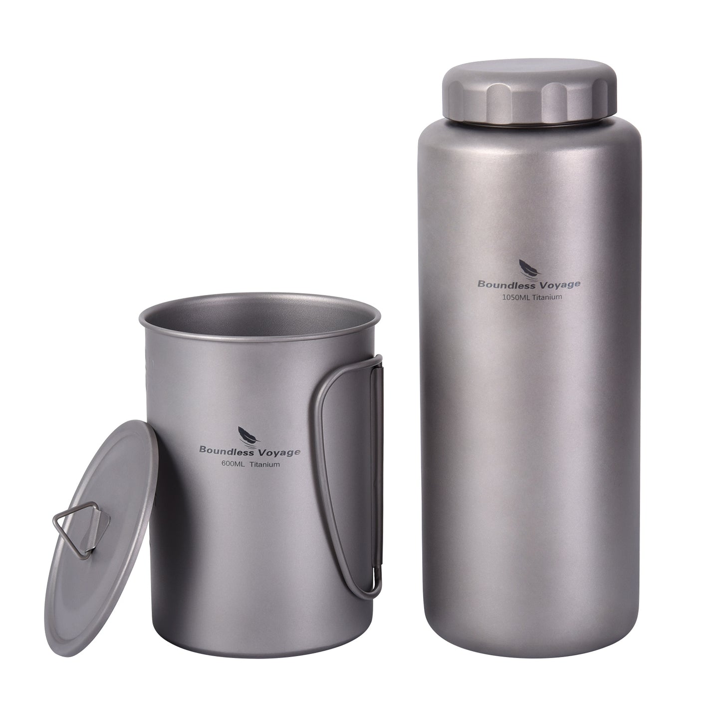 Boundless Voyage Titanium Bottle with Nesting Cup Lightweight Portable for Hiking Camping Water bottle Titanium mug