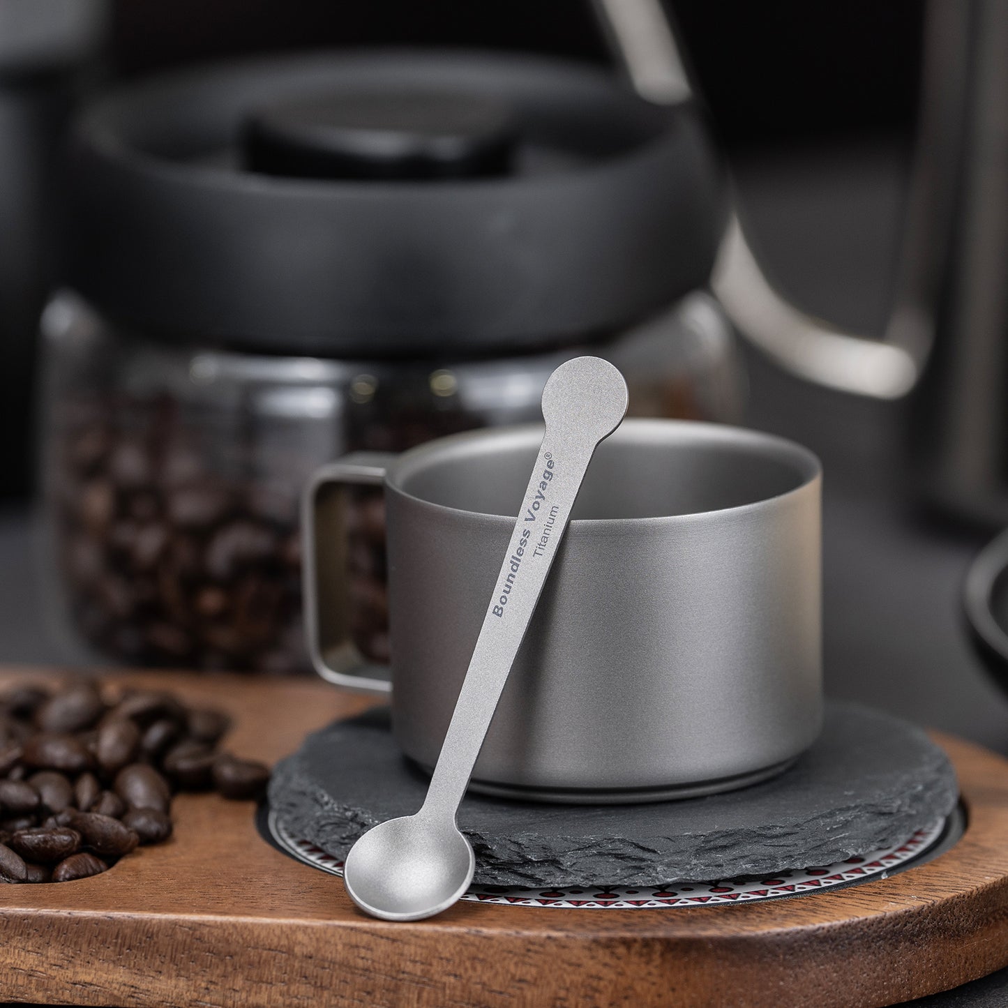 Boundless Voyage Titanium Mini Coffee Spoon , Small Spoons for Dessert,Tea, Sugar& Jam, Party Supplies