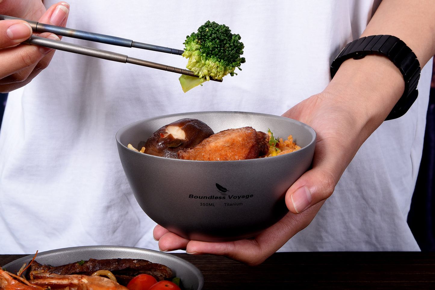 Boundless Voyage 350ml Titanium Double-Wall Bowl – Ultralight Insulated Camping Tableware for Outdoor & Home Use