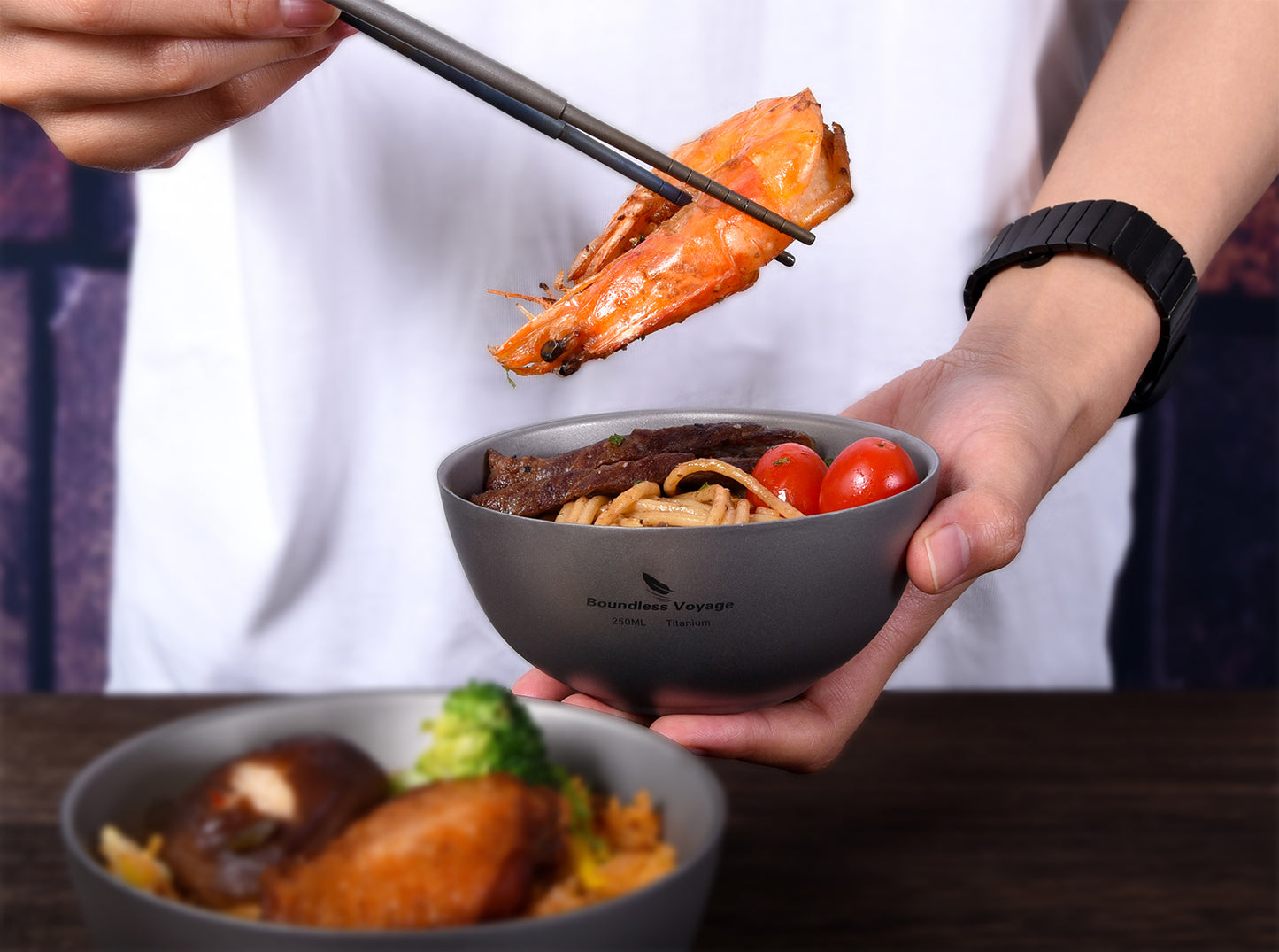 Boundless Voyage Titanium Double-Wall Bowl For Home Outdoor Camping Tableware 250ml
