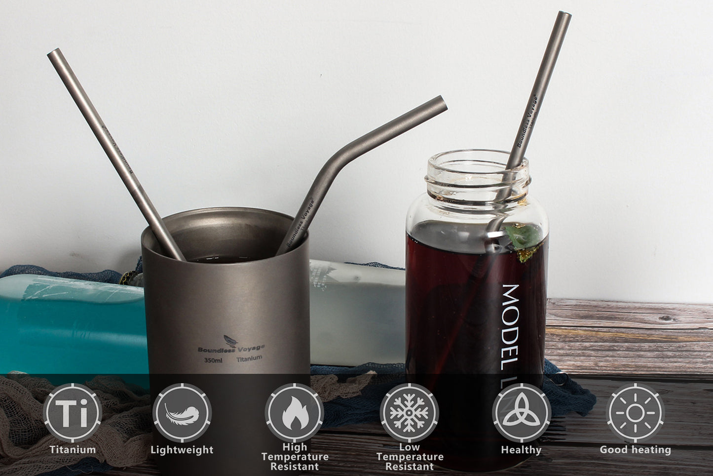 Titanium Straight Straw Reusable Ultralight Durable Eco-Friendly Metal Drinking Straw for Outdoor Camping Travel Home