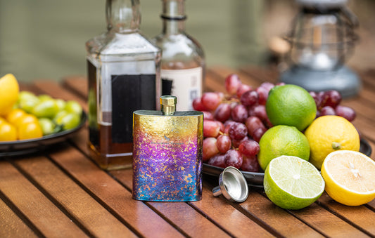 Boundless Voyage 100ml Titanium Mini Hip Flask | Ultralight 3.4oz Colorful Pocket Whiskey Bottle | TSA-Approved Leakproof Liquor Flask for Travel, Hiking & Outdoor Adventure