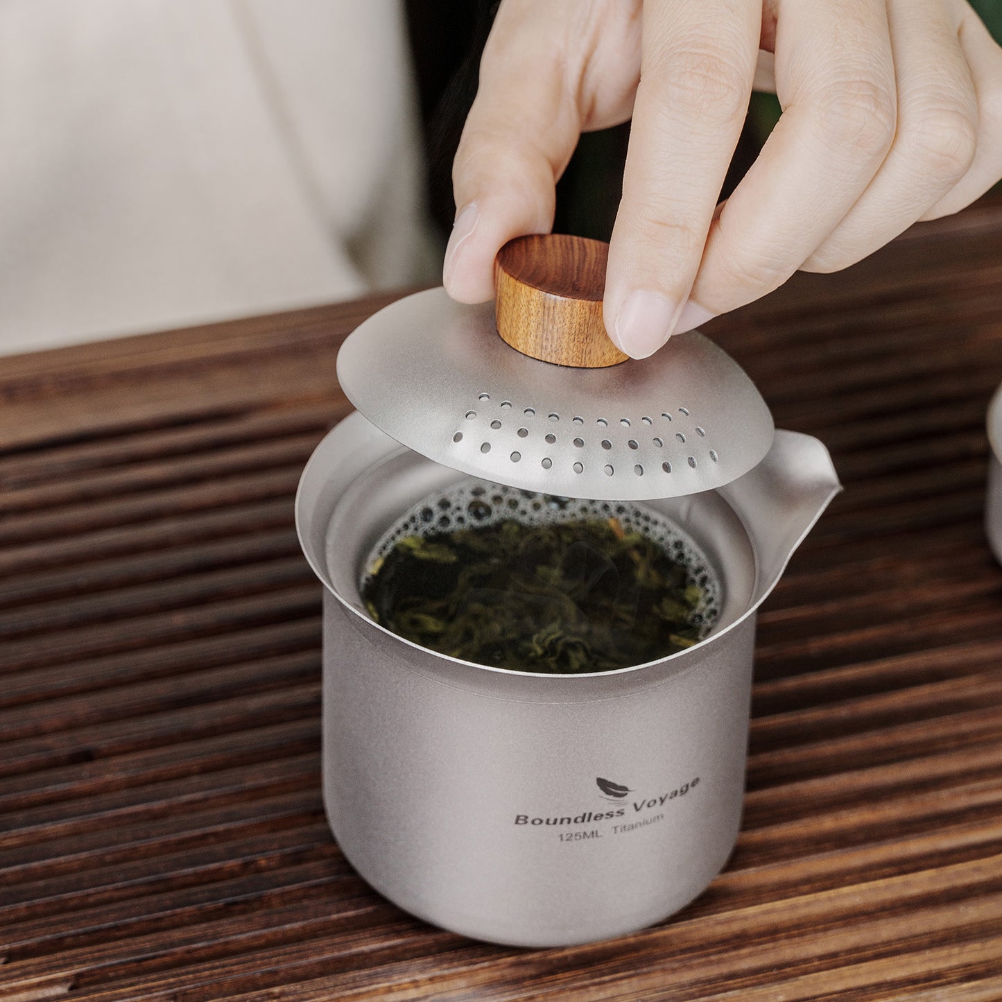 Boundless Voyage Titanium Titanium Double-Layer Tea Maker Lightweight Outdoor Camping Portable Tea tea pot