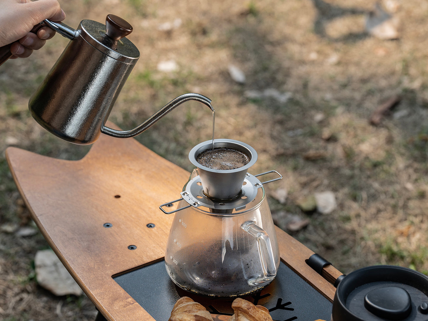 Boundless Voyage Pour Over Coffee Dripper,Titanium Coffee Filter With Foldable Holder Metal Cone Filter Paperless Reusable Portable for Home, Work, Outdoor Travel, Camping