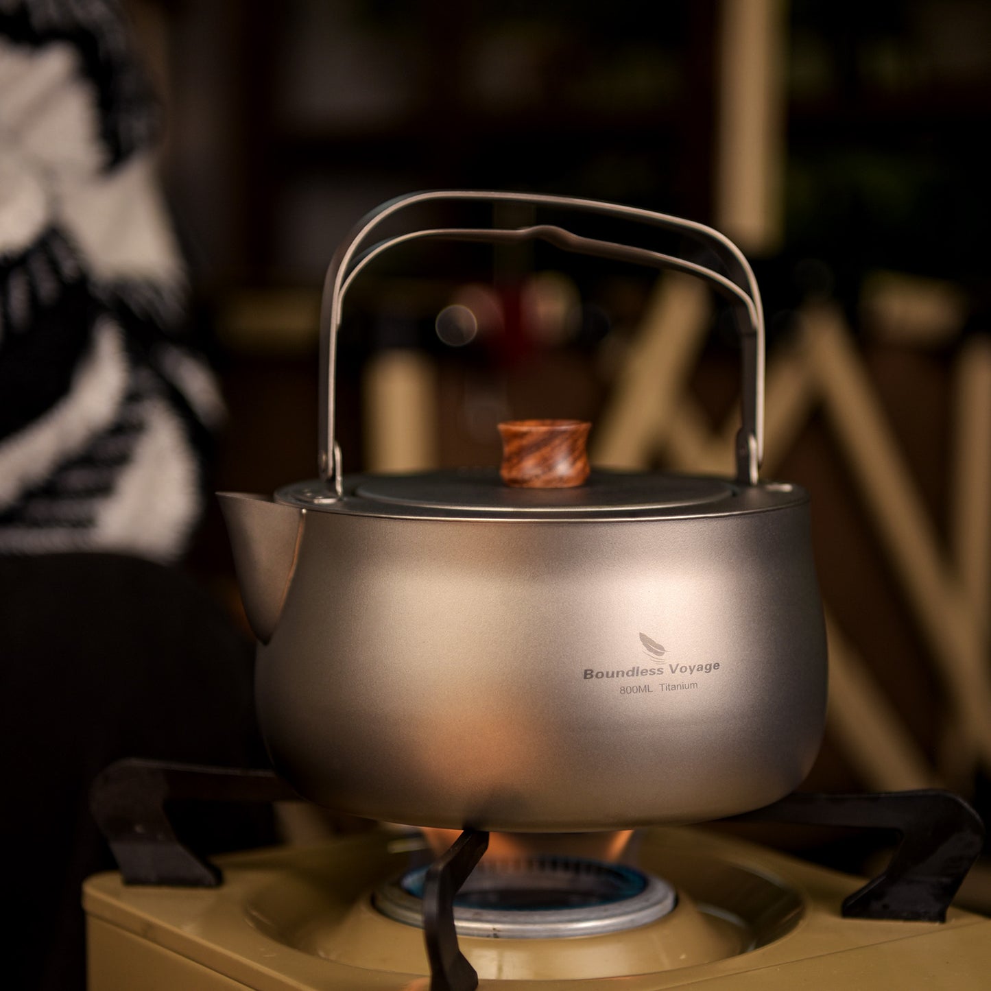 Boundless Voyage Titanium Kettle 800ml – Folding Handle Teapot & Coffee Pot for Outdoor Camping, Hiking & Travel