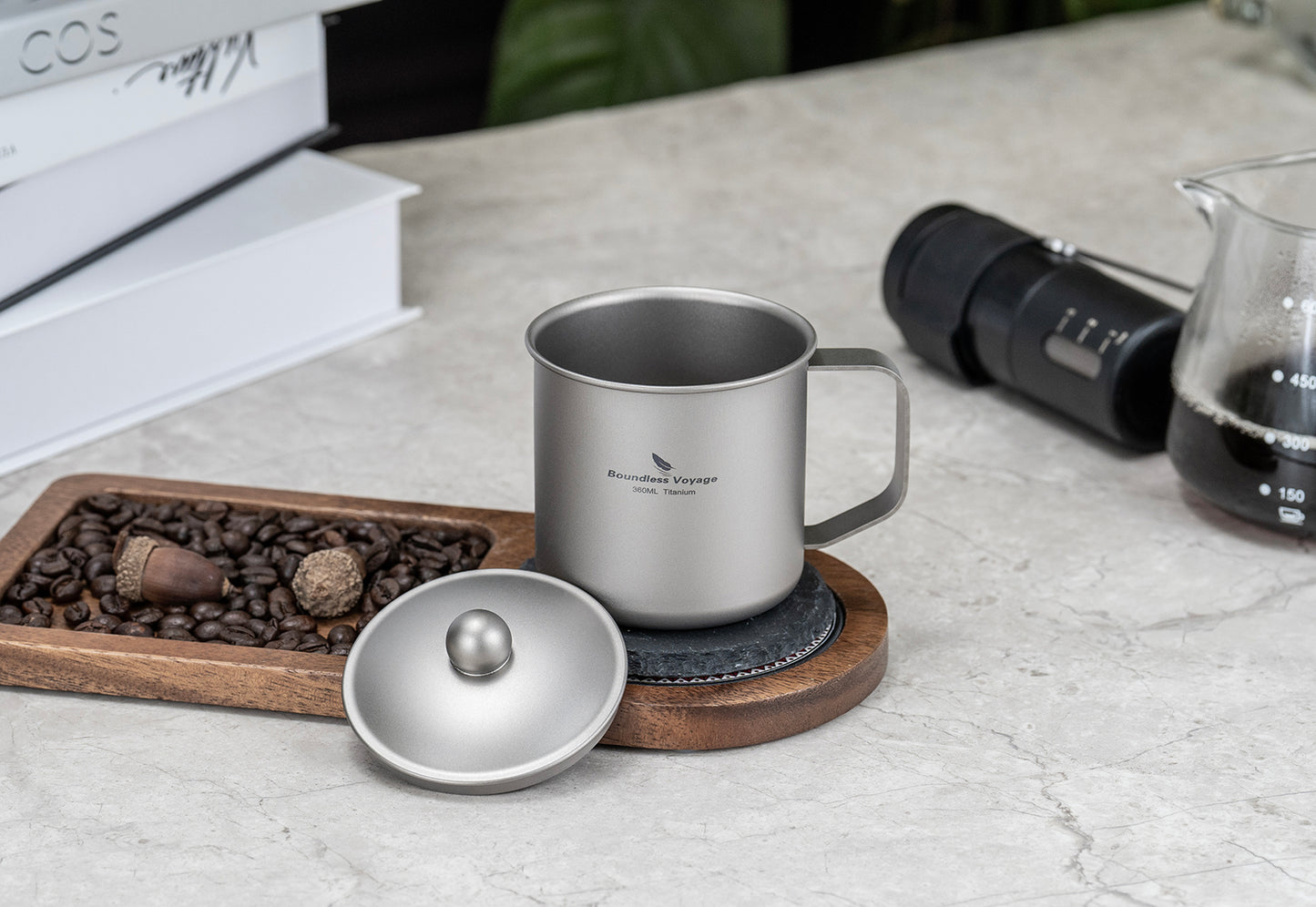 Boundless Voyage Titanium Camping Mug Cup with Lid Ultra-light Portable Hiking Backpacking Cooking Kit Picnic Tableware