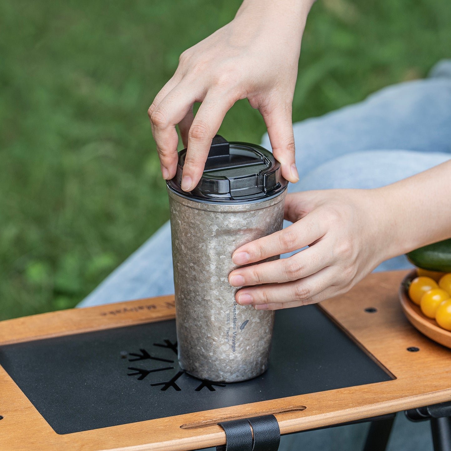 Boundless Voyage Titanium Thermos Bottle with Lid Double-Walled Insulated Water Mug 500ml
