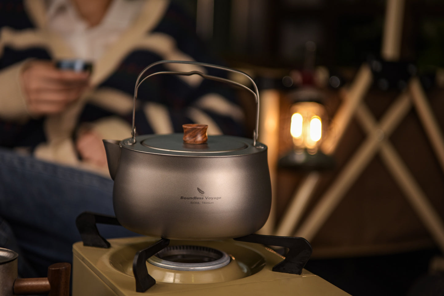 Boundless Voyage Titanium Kettle 800ml – Folding Handle Teapot & Coffee Pot for Outdoor Camping, Hiking & Travel