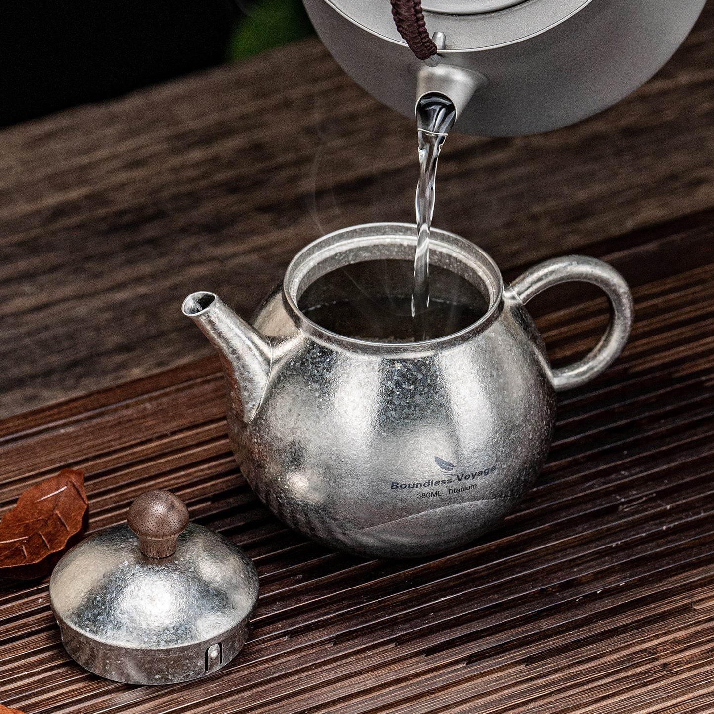 Boundless Voyage Titanium Kungfu Teapot 380ml – Folding Handle Outdoor Coffee & Tea Pot for Camping, Hiking & Backpacking