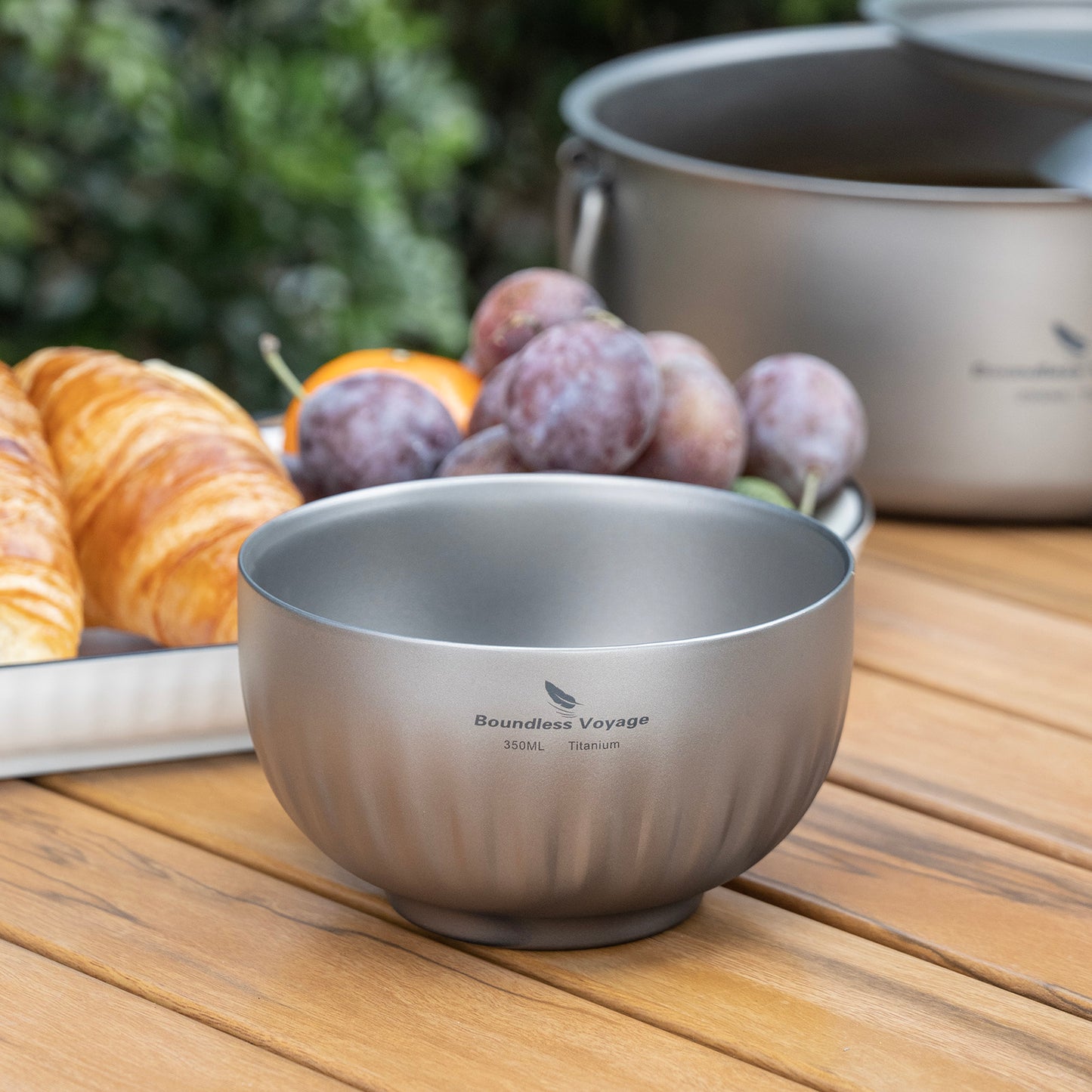 Boundless Voyage 350ml Titanium Double-Walled Bowl – Ultralight Insulated Camping Tableware for Rice, Soup & Oatmeal