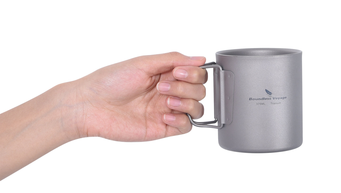 Boundless Voyage Titanium Double-walled Tea Mug with Strainer Shot Glass Outdoor Camping Portable Coffee Cup Set