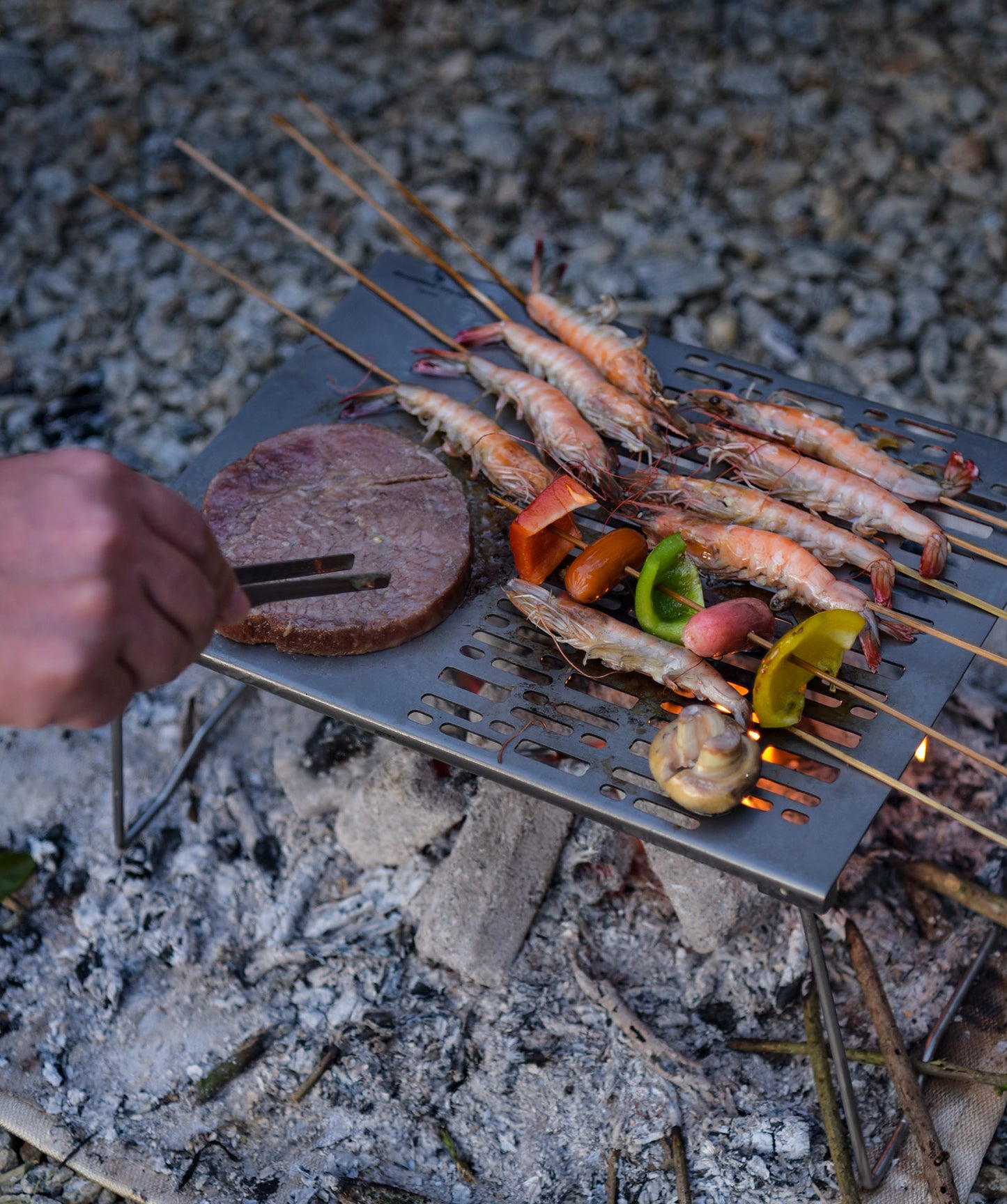 Boundless Voyage Titanium Charcoal Grill Net with Frying Plate Outdoor Camping Picnic Hiking Barbecue Grill Smoker BBQ Desk Tabletop