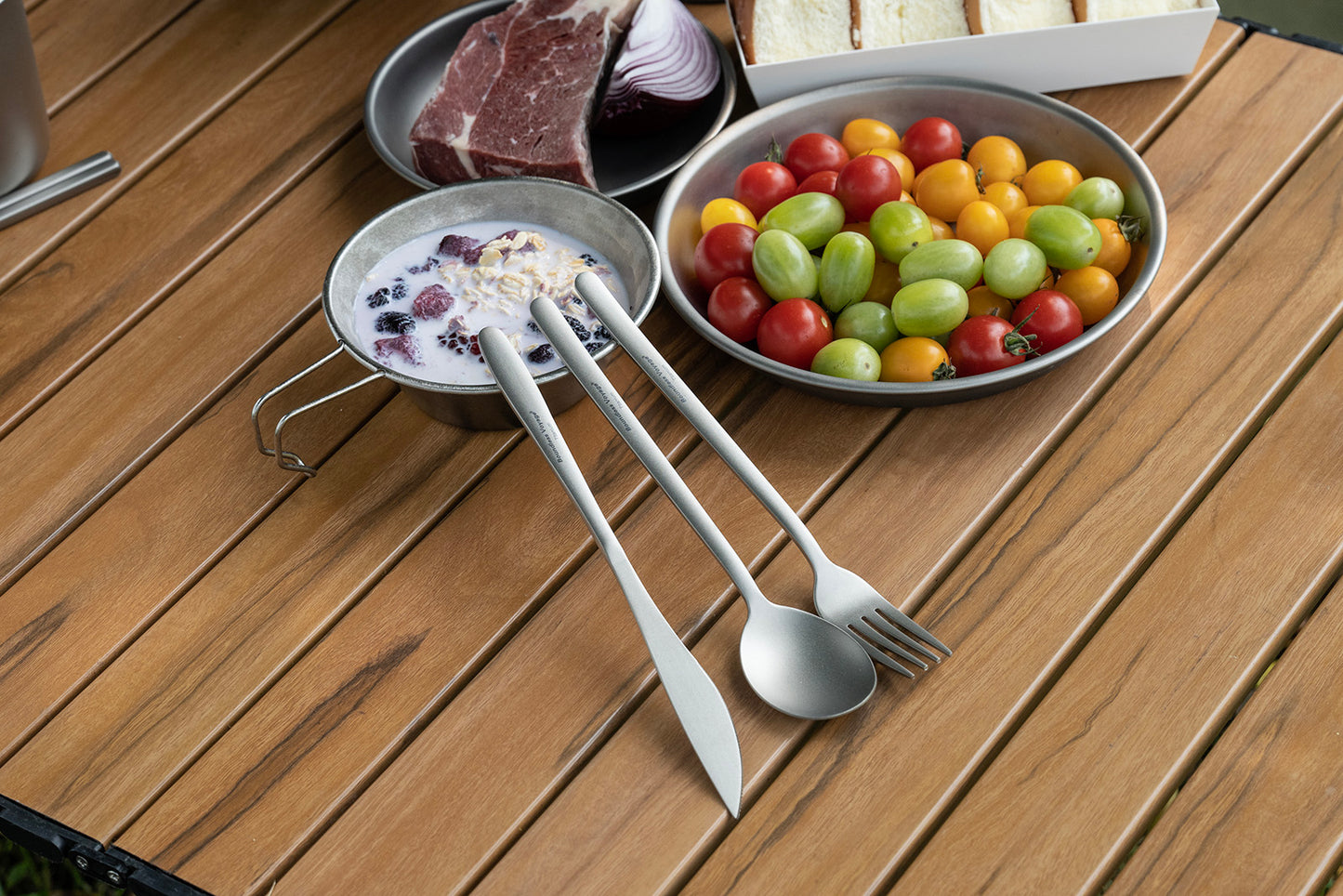 Boundless Voyage Titanium Camping Cutlery Set – Eco-Friendly Knife, Fork & Spoon | Durable Tableware for Home, Travel & Outdoor Use
