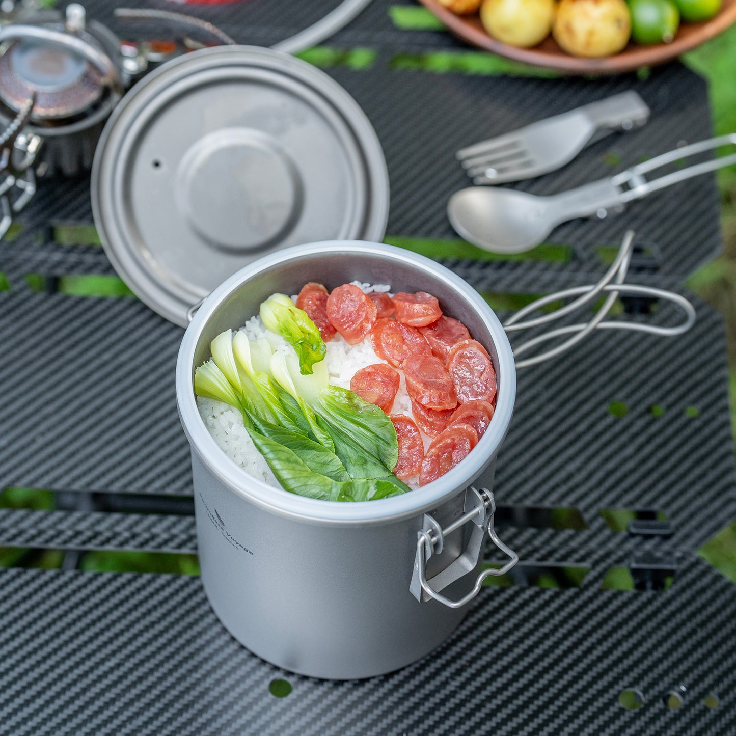 Boundless Voyage Titanium Rice Cooker Pot Ultralight Camping Cookware for Hiking & Travel