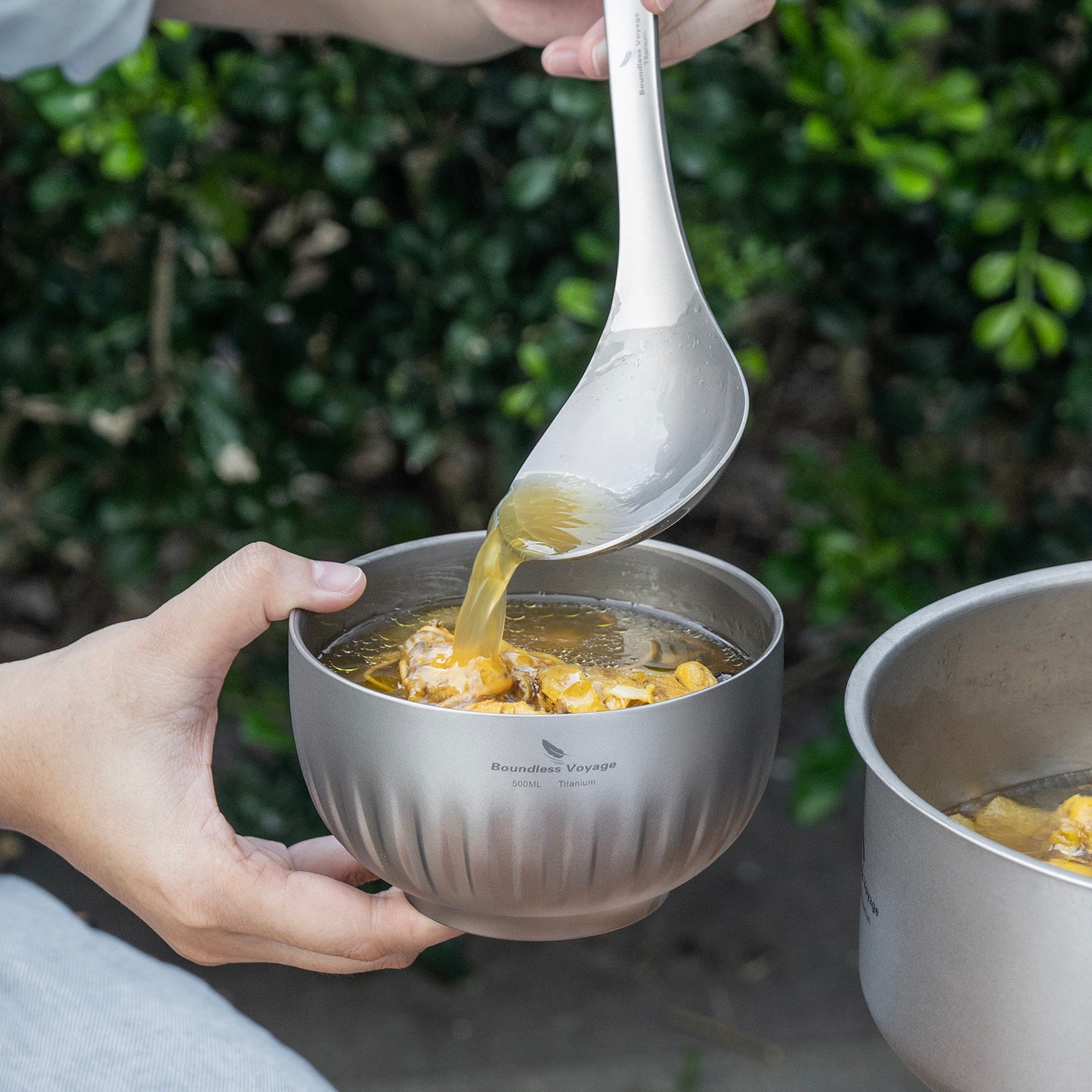 Boundless Voyage 350ml Titanium Double-Walled Bowl – Ultralight Insulated Camping Tableware for Rice, Soup & Oatmeal