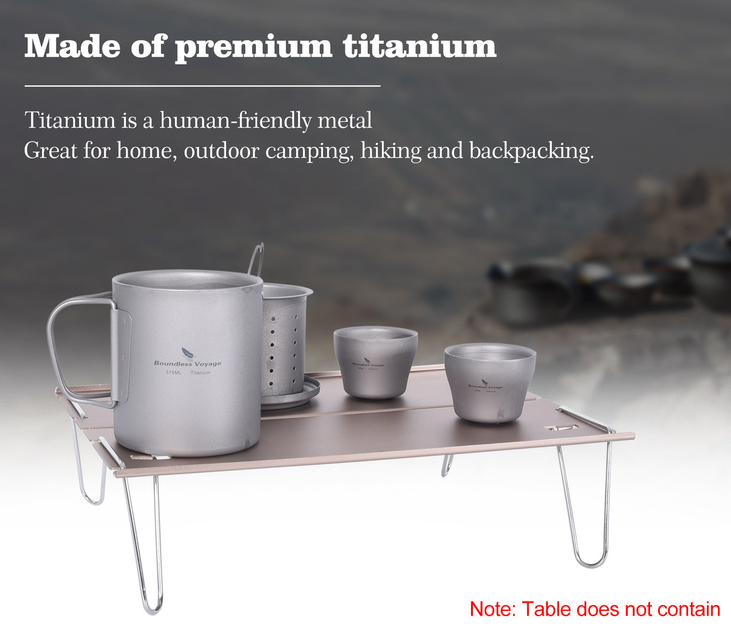 Boundless Voyage Titanium Double-walled Tea Mug with Strainer Shot Glass Outdoor Camping Portable Coffee Cup Set