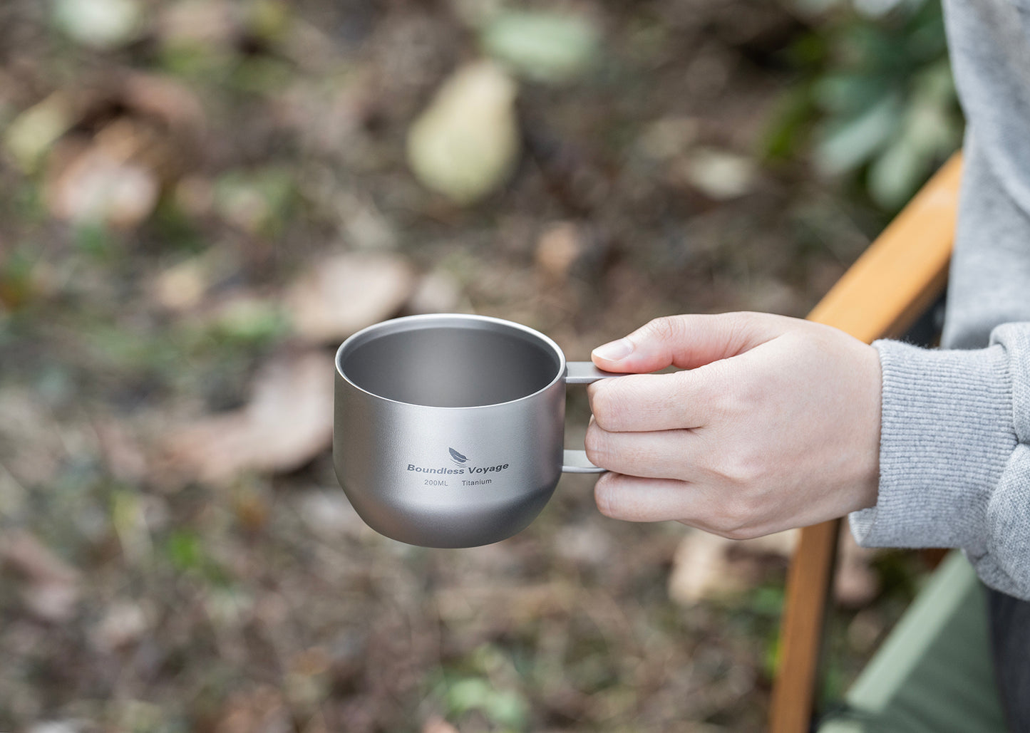Boundless Voyage 200ml Titanium Double Wall Mug Metal Coffee Tea Cup Mini Espresso Cup Outdoor Camping Travel Ultralight Durable Portable Drinkware