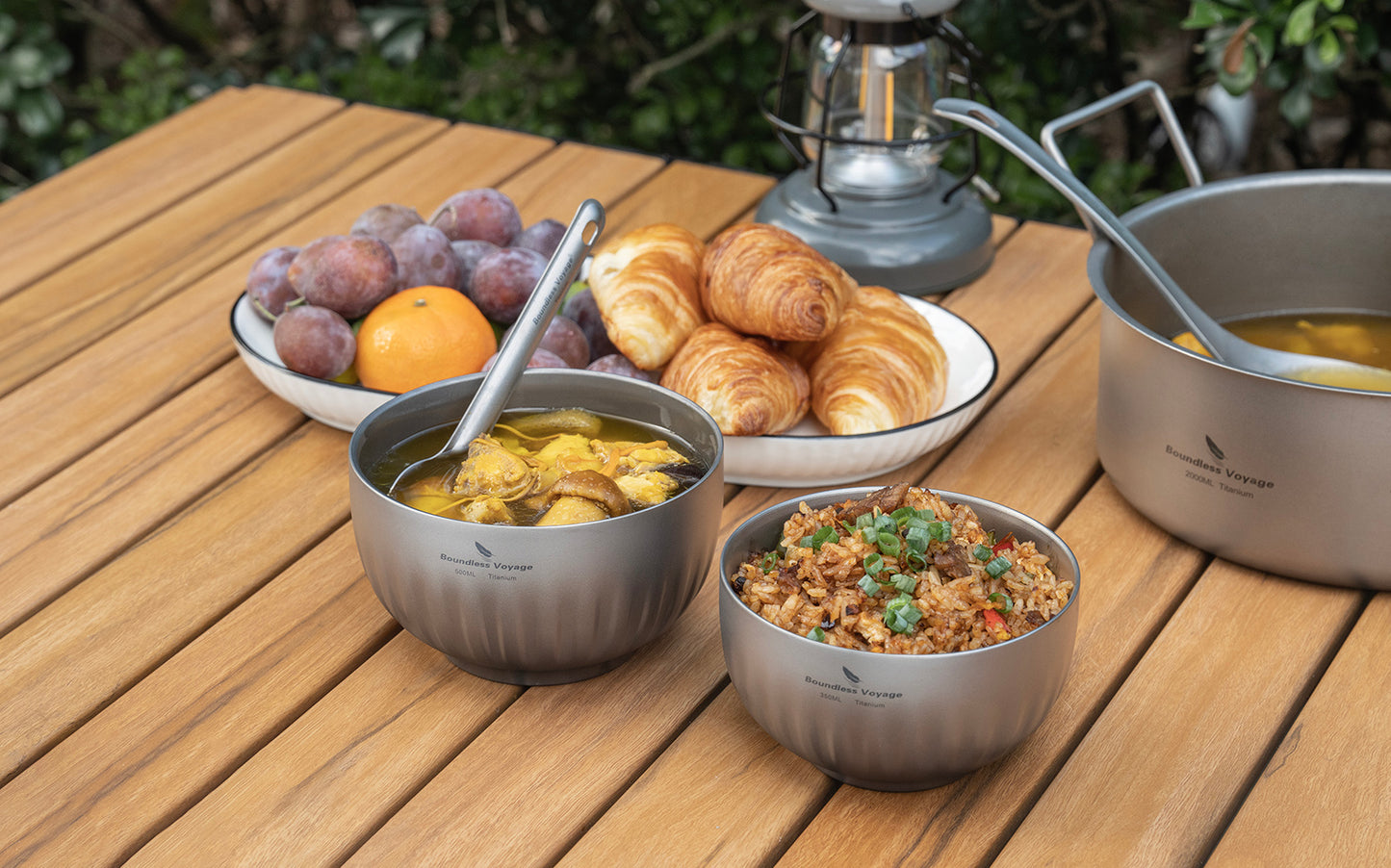 Boundless Voyage 350ml Titanium Double-Walled Bowl – Ultralight Insulated Camping Tableware for Rice, Soup & Oatmeal