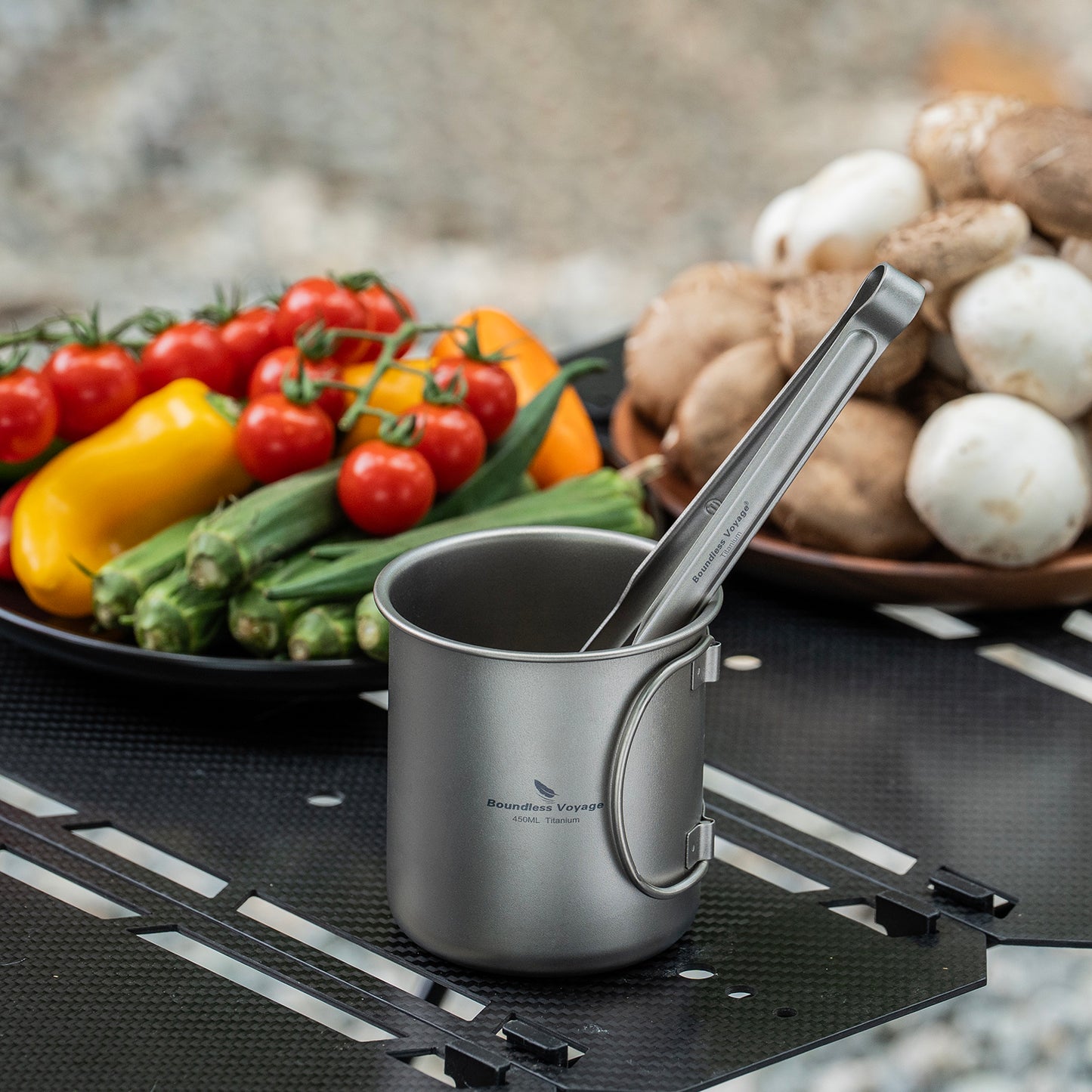 Boundless Voyage Titanium BBQ Tongs, Ultralight Heat-Resistant & Rustproof Titanium Grilling Tongs for Camping, Hiking, Outdoor Cooking