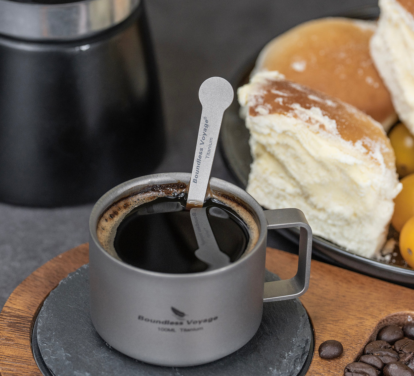 Boundless Voyage Titanium Mini Coffee Spoon , Small Spoons for Dessert,Tea, Sugar& Jam, Party Supplies