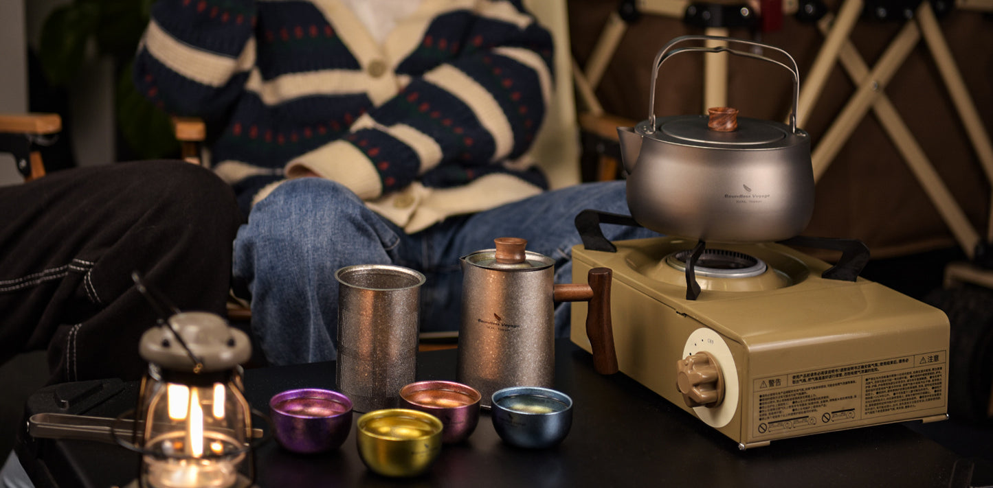 Boundless Voyage Titanium Kettle 800ml – Folding Handle Teapot & Coffee Pot for Outdoor Camping, Hiking & Travel