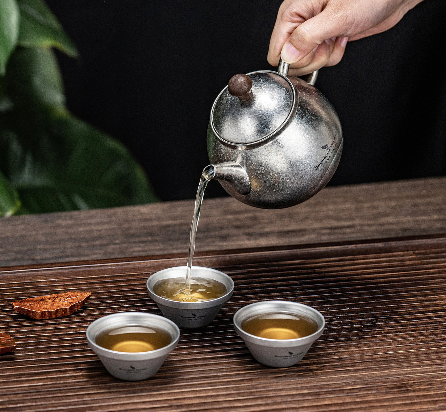 Boundless Voyage Titanium Kungfu Teapot 380ml – Folding Handle Outdoor Coffee & Tea Pot for Camping, Hiking & Backpacking