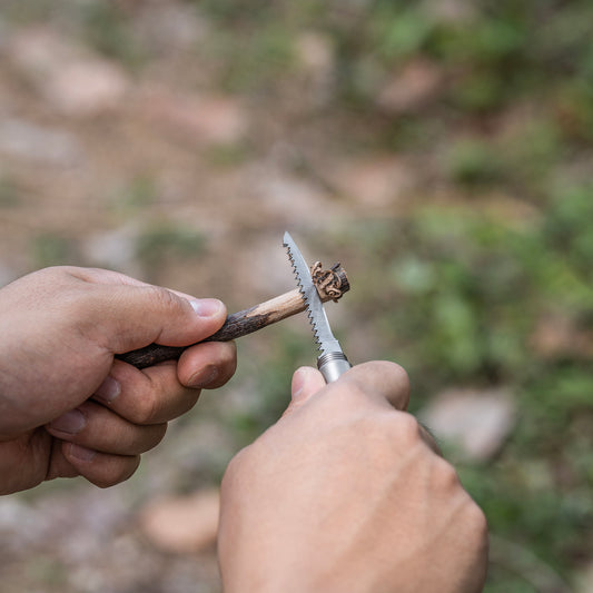 Boundless Voyage Titanium Survival Whistle 120dB – 4-in-1 EDC Emergency Tool with Knife, Saw & Awl for Camping, Hiking & Outdoor