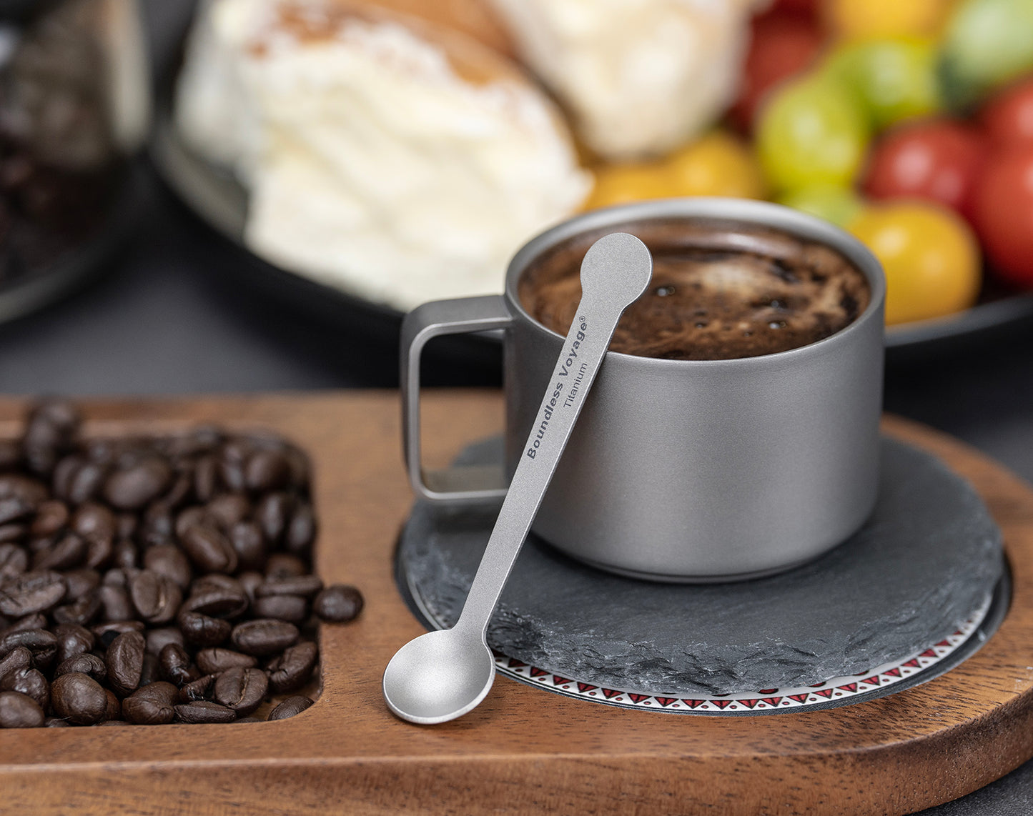 Boundless Voyage Titanium Mini Coffee Spoon , Small Spoons for Dessert,Tea, Sugar& Jam, Party Supplies