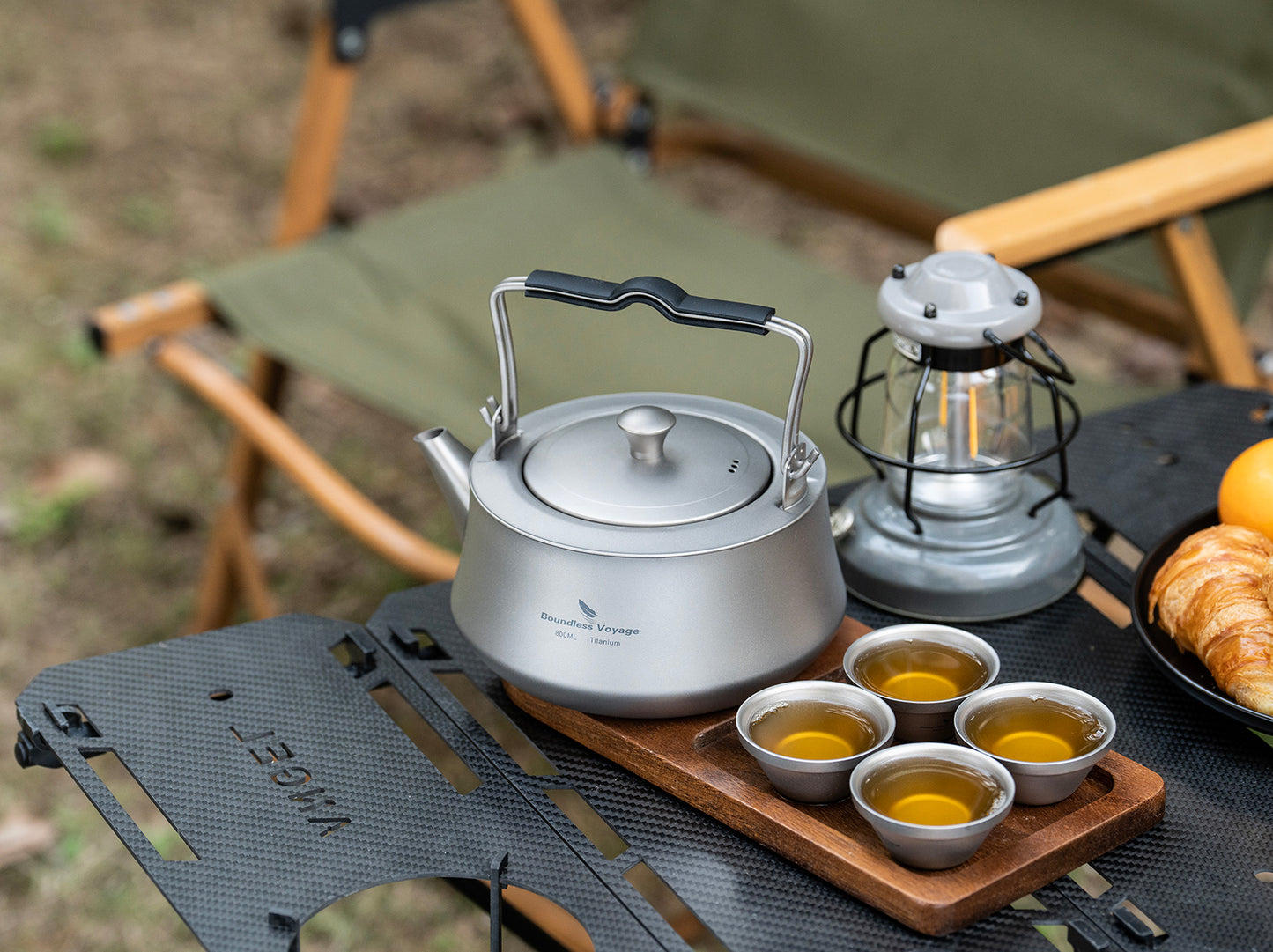Boundless Voyage 800ML Titanium Kettle with Filter & Folding Handle Ultralight Teapot Outdoor Camping Water Jug for Loose Tea