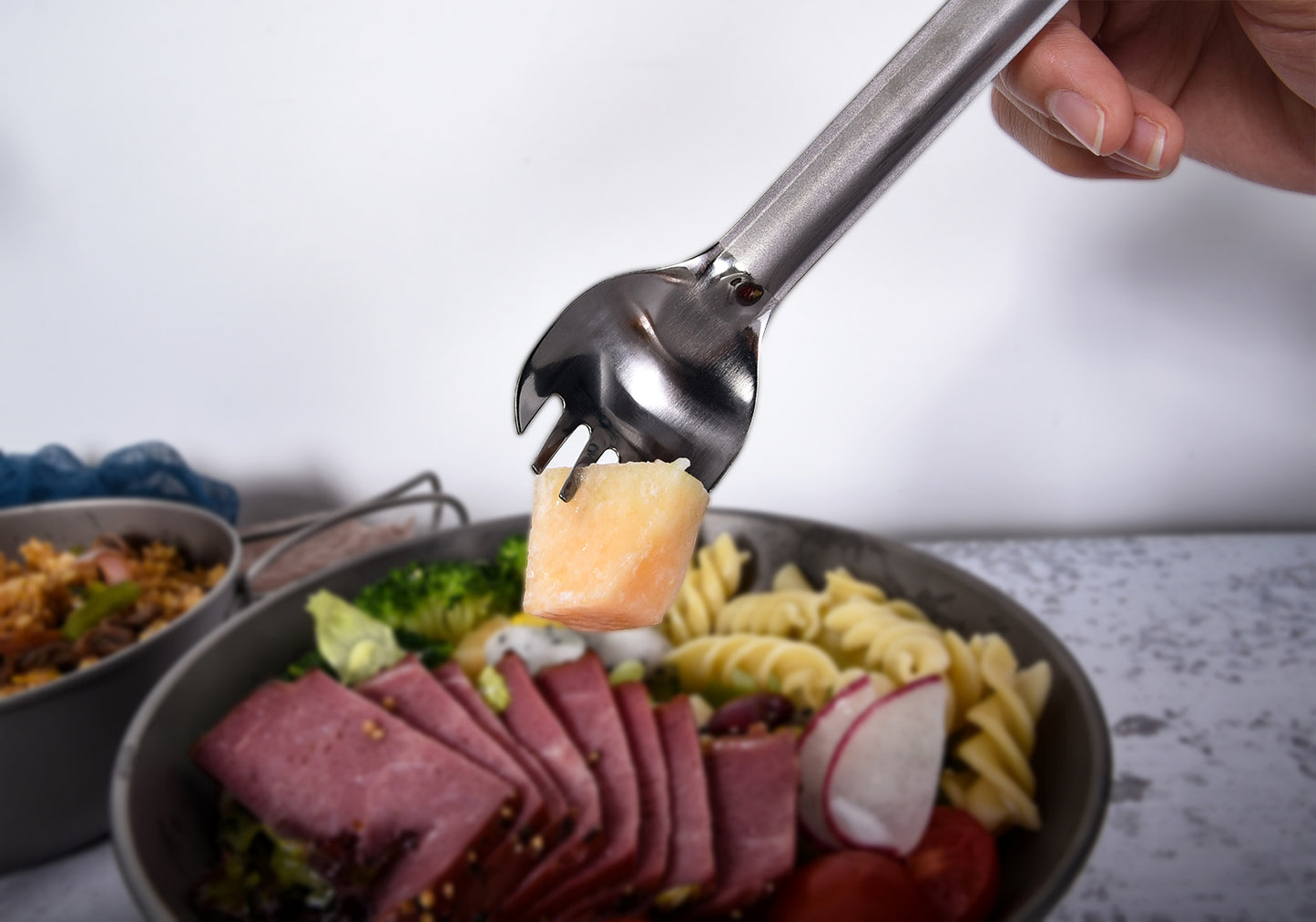 Boundless Voyage Titanium Long Handle Spork with Hook Outdoor Camping Ultralight Straight Handle Polished Cutlery Tableware