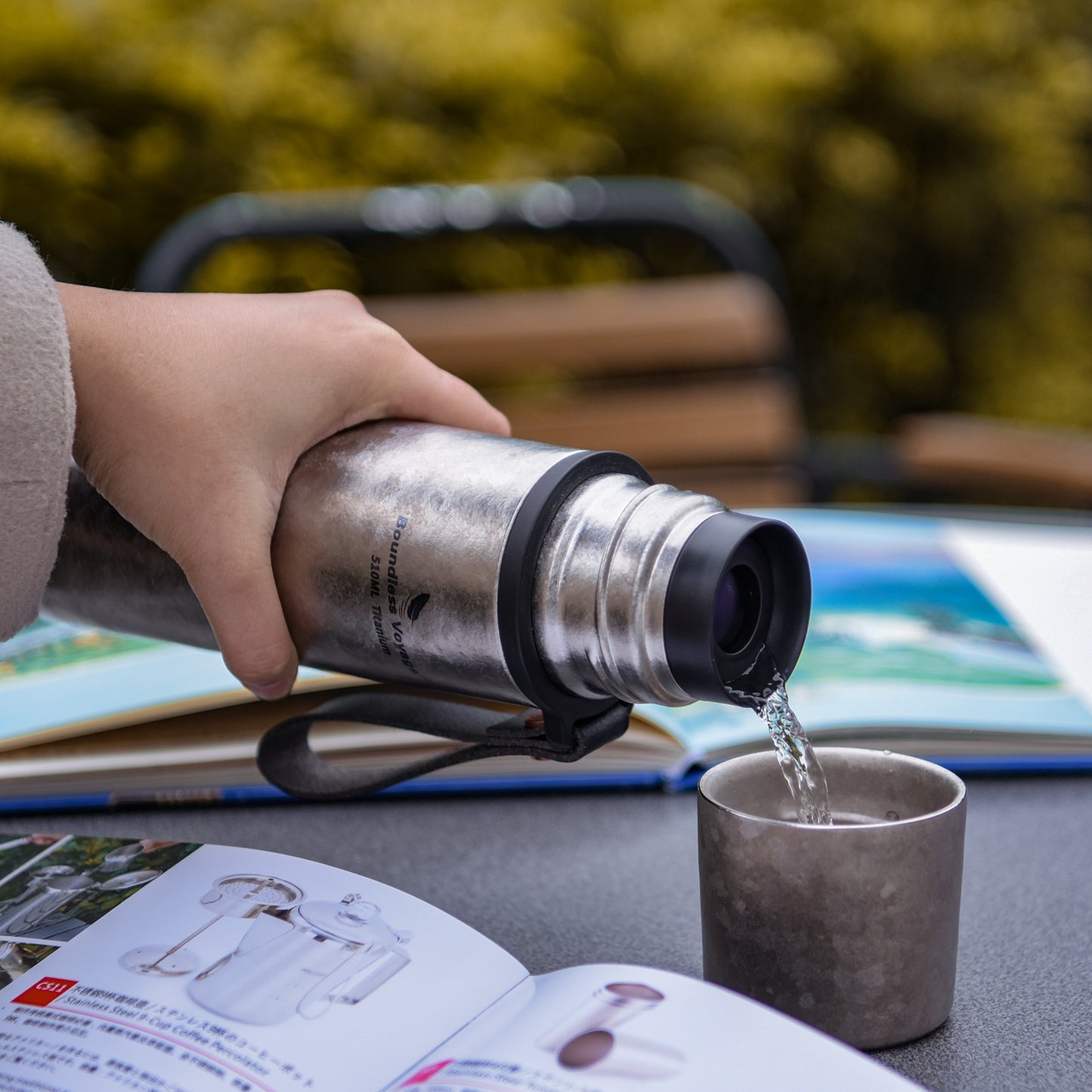 Boundless Voyage 510ml Titanium Vacuum Insulated Bottle | 17oz Ultralight Double-Walled Thermal Flask | Leakproof & BPA-Free Hot/Cold Coffee Thermos for Travel, Hiking & Office